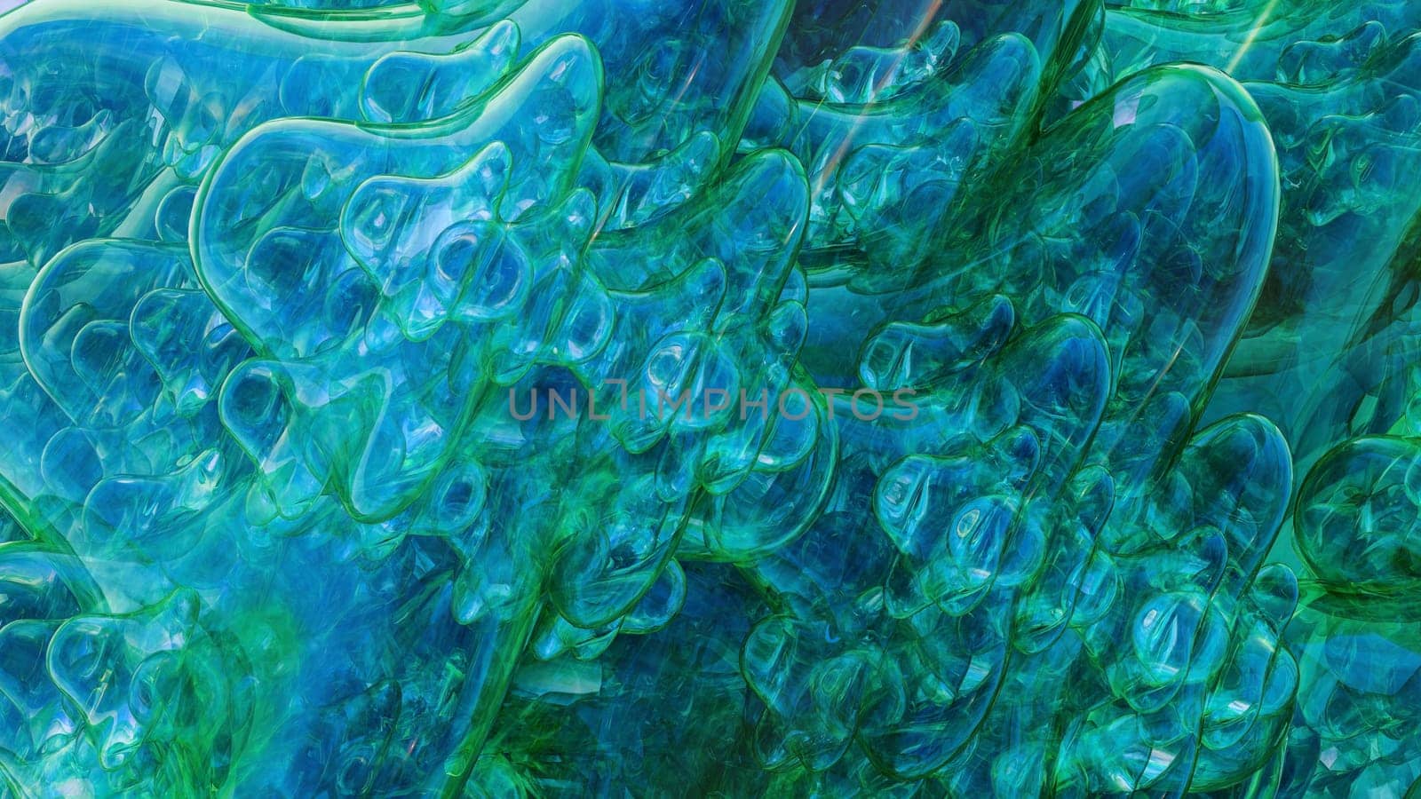 abstract liquid soap bubbles splash water transparent foam liquid pastel colors packaging background 3D illustration