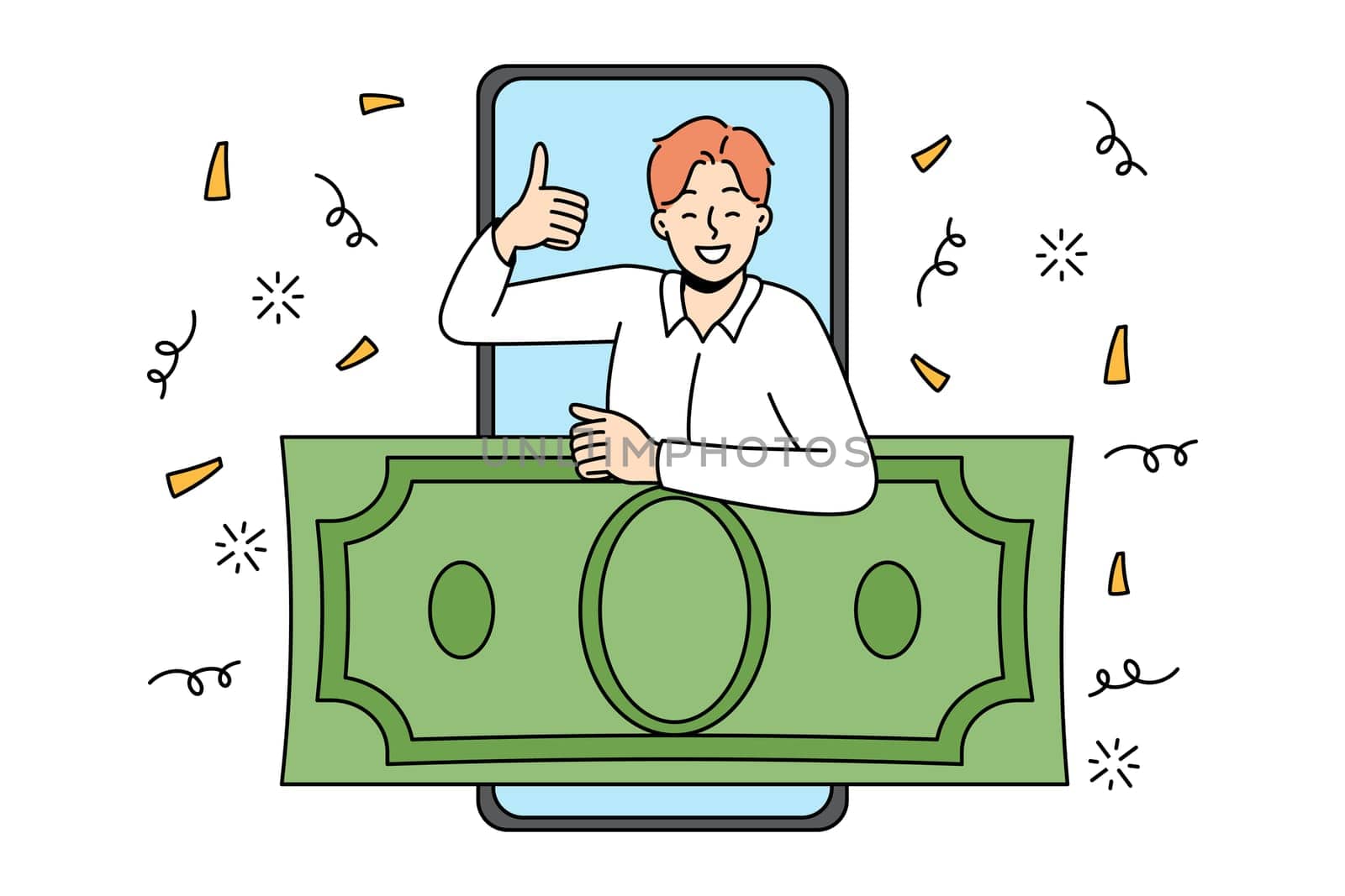Excited man happy with online win