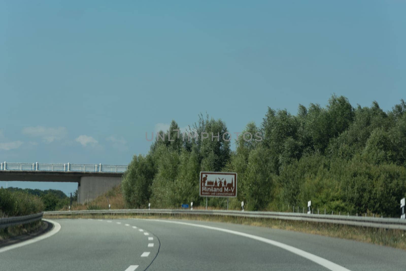 Autobahn sign in Germany Caption on German - city names  Miniland