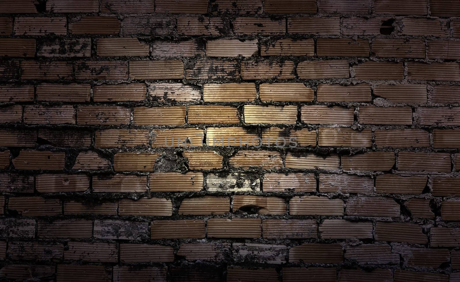 Detail of wall decorated with mud bricks, architecture