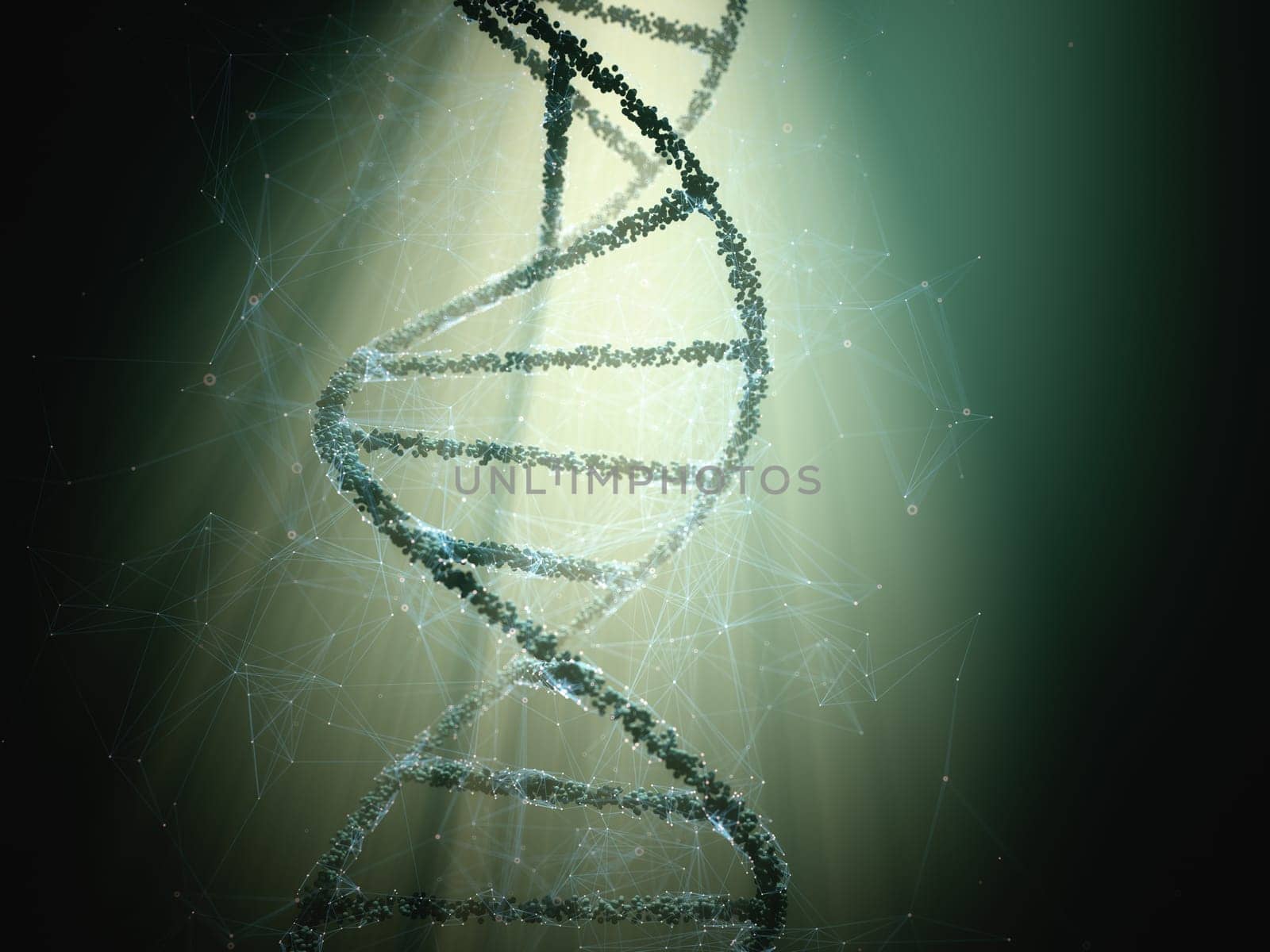 Biotechnology and molecular genetic engineering. 3D illustration of science and molecular technology.