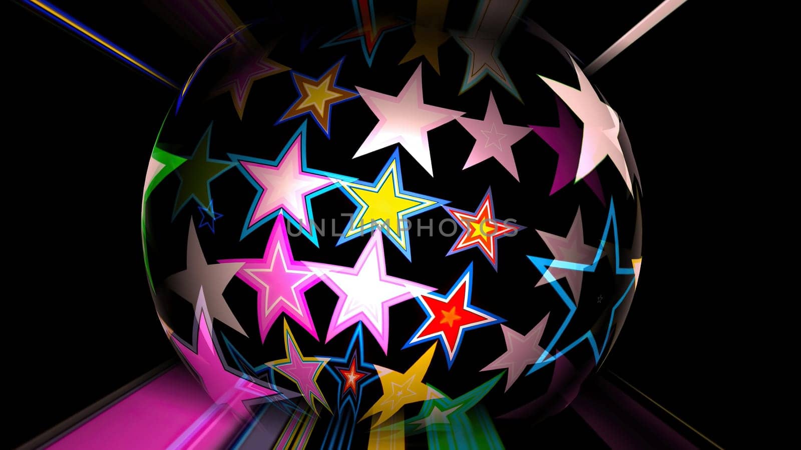 Colorful Stars on Spinning Sphere,Colorful Stars on Spinning Sphere