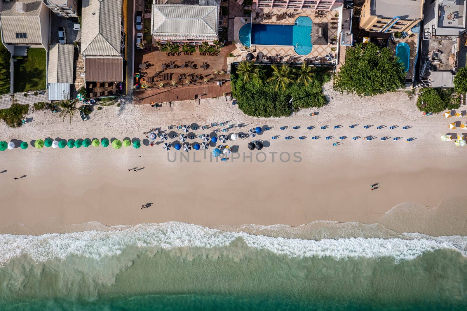 Top-down view of the beach in Bombinhas, Brazil