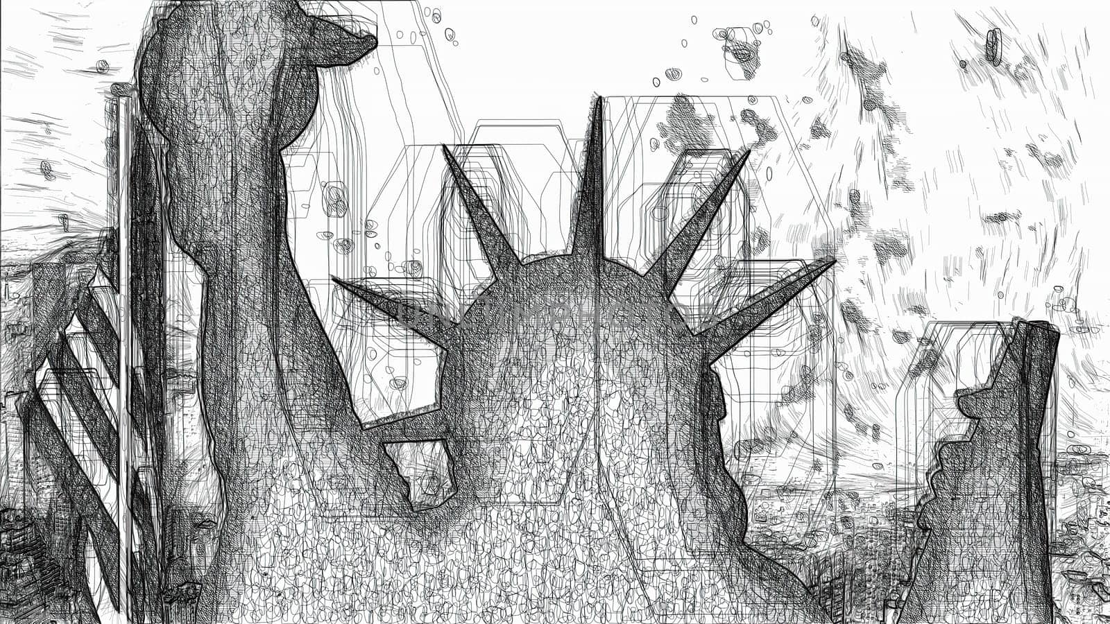 Statue of liberty hand draw digital art,Statue of liberty hand draw digital art