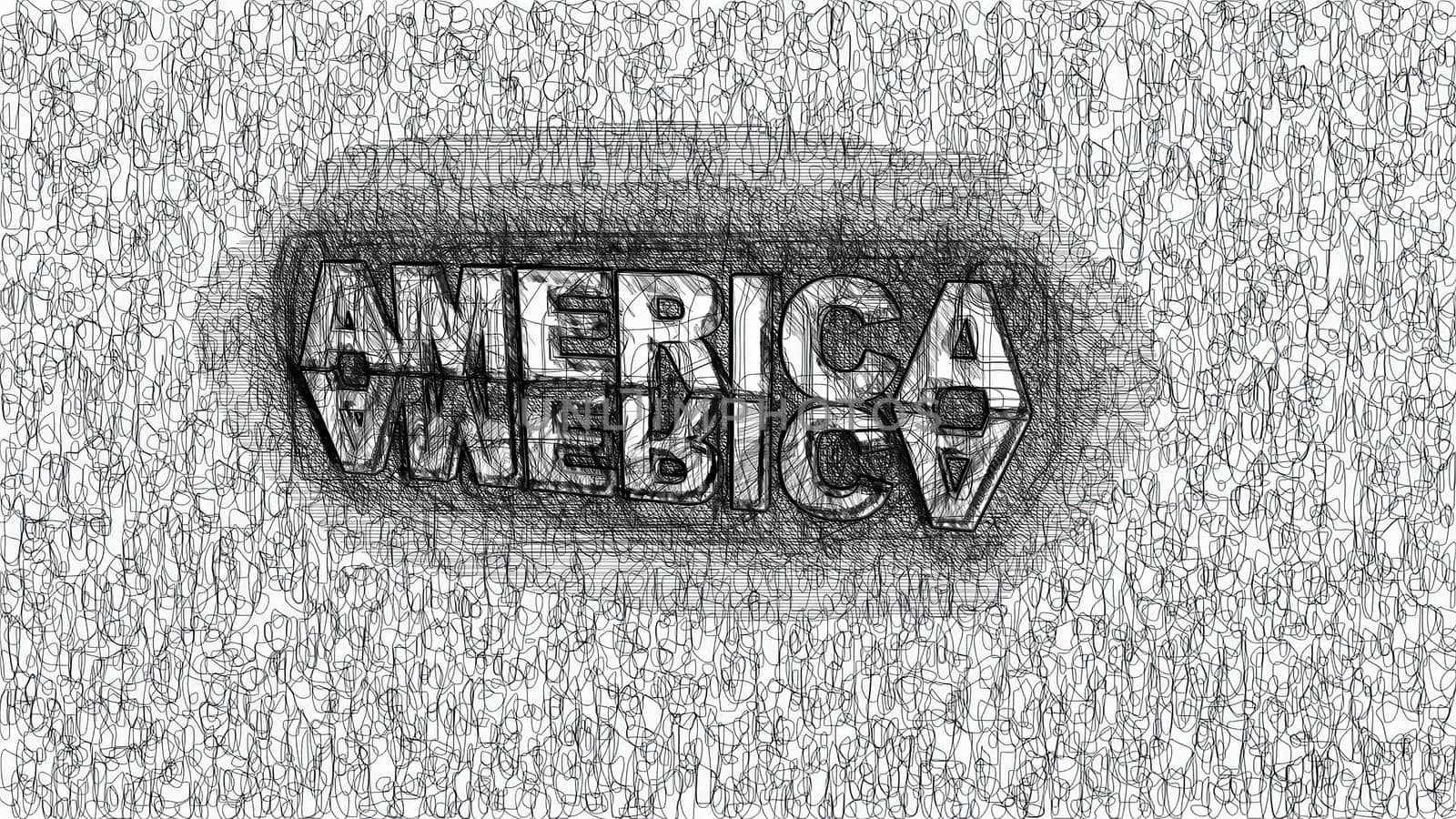 America text hand draw digital art,America text hand draw digital art