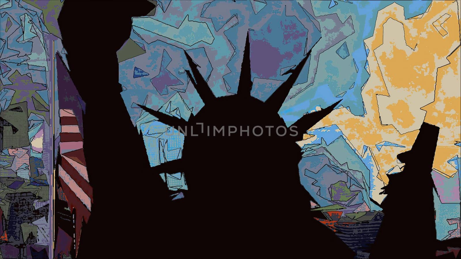 New York Statue of Liberty in a Pop Art Style,New York Statue of Liberty in a Pop Art Style