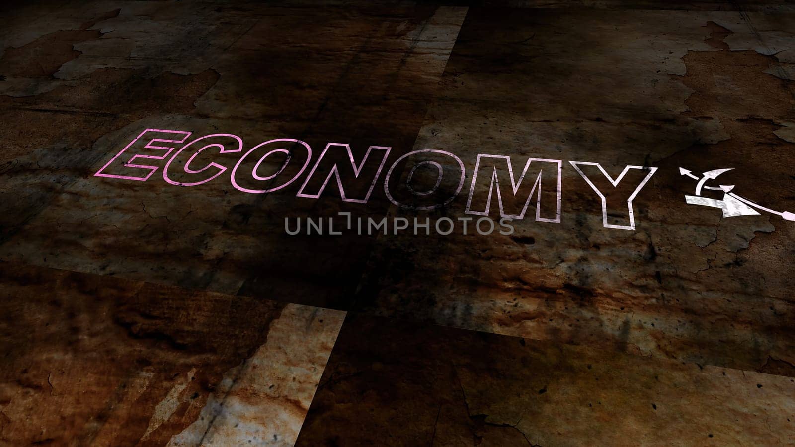 Economy and recession text on a crossroad in different ways of arrows,Economy and recession text on a crossroad in different ways of arrows