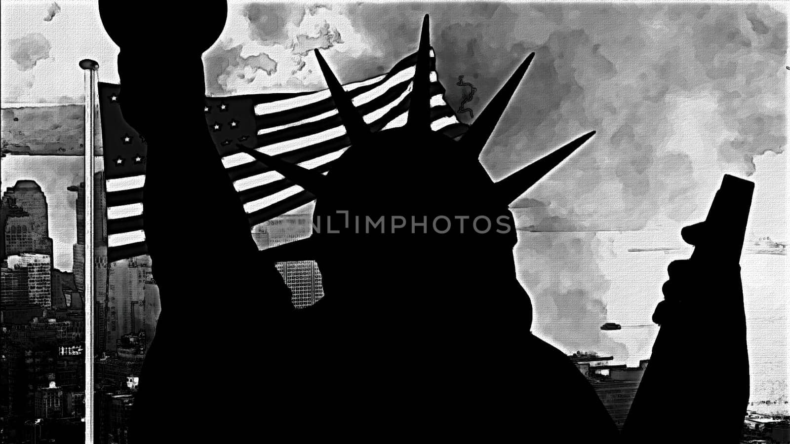 Statue of liberty hand draw digital art,Statue of liberty hand draw digital art