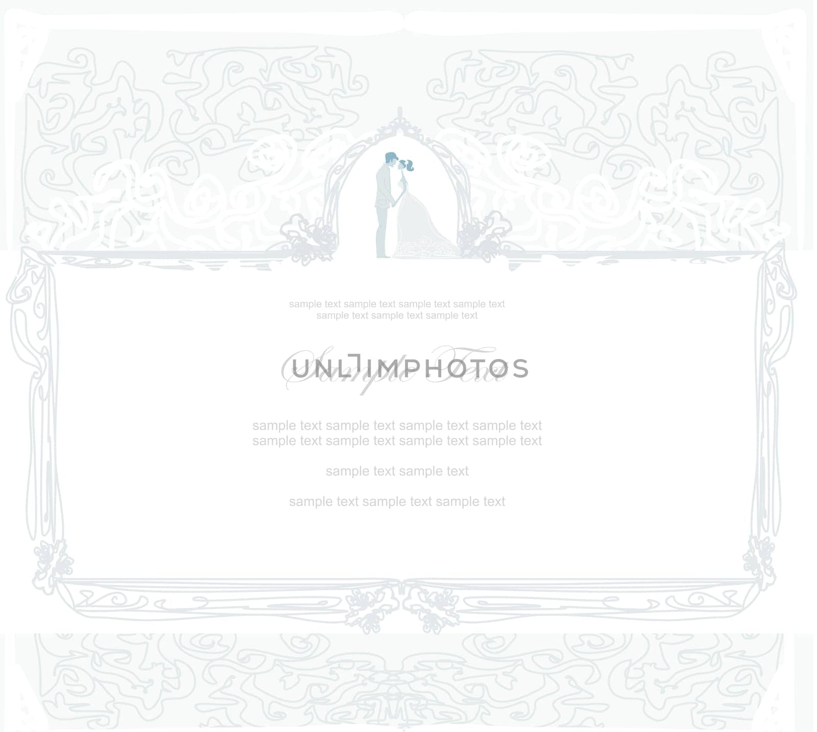 elegant wedding invitation with wedding couple