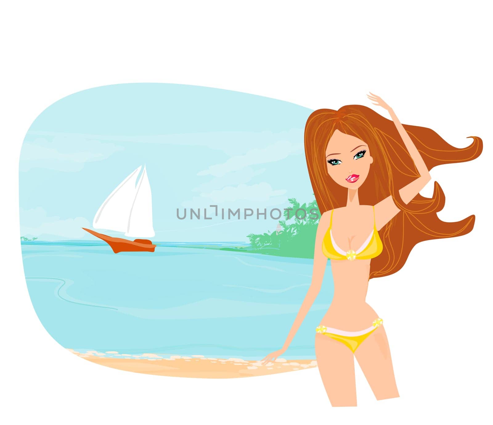 Summer sexy beach girl
