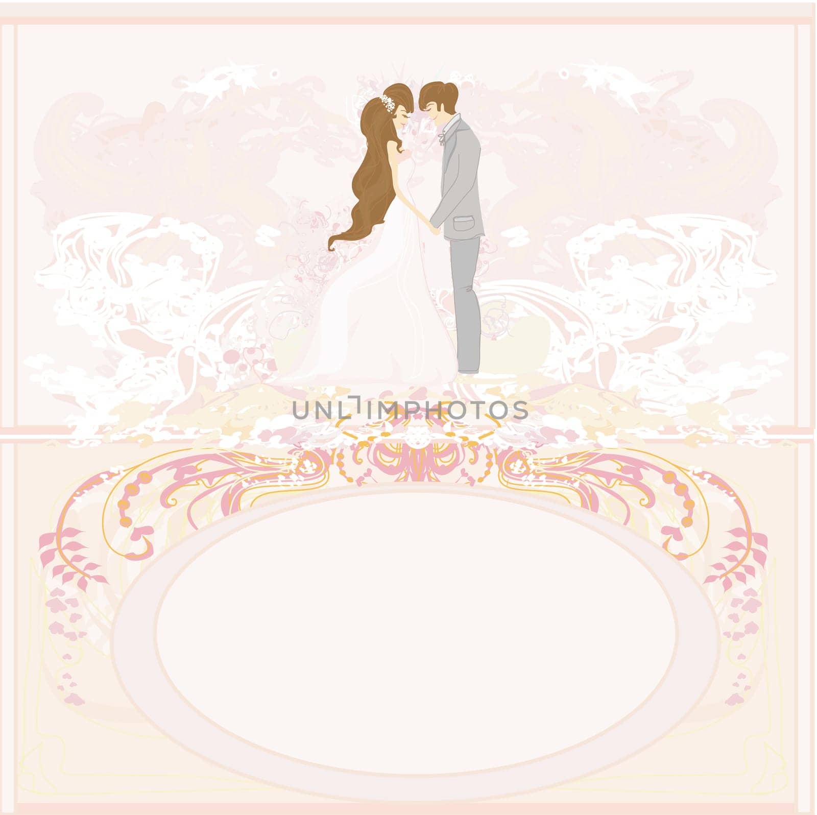 elegant wedding invitation with wedding couple