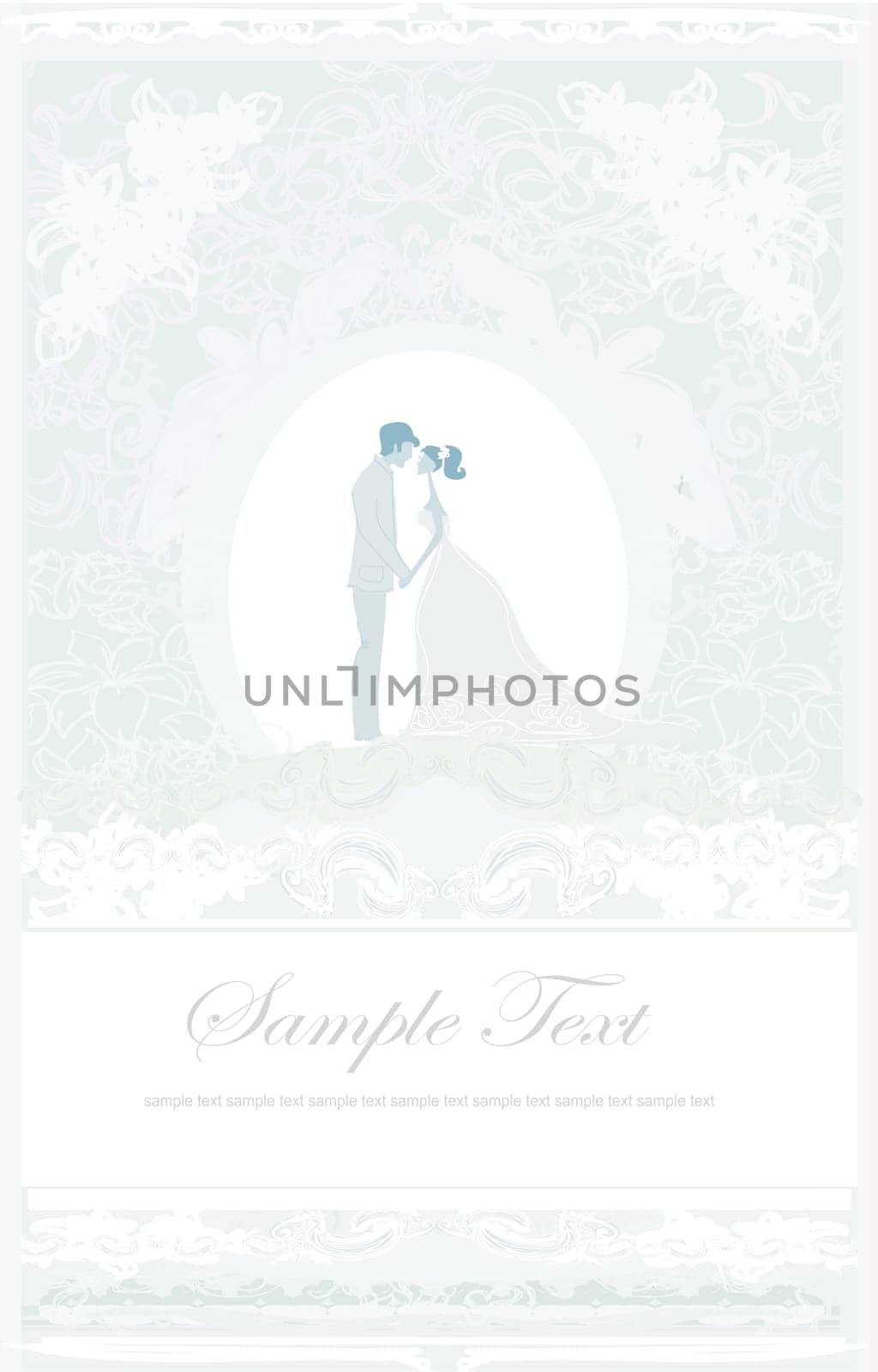 elegant wedding invitation with wedding couple
