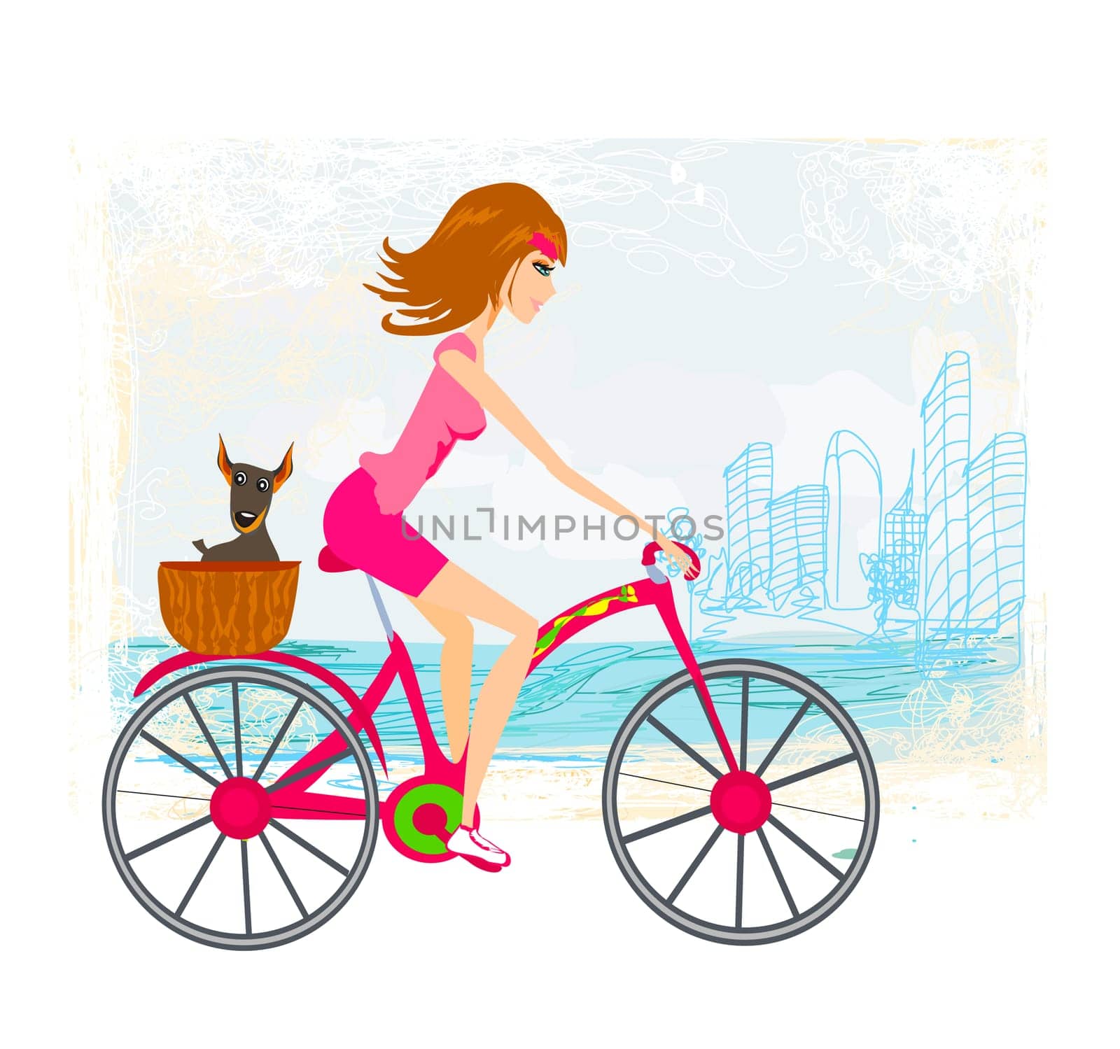 woman riding a bike in the city