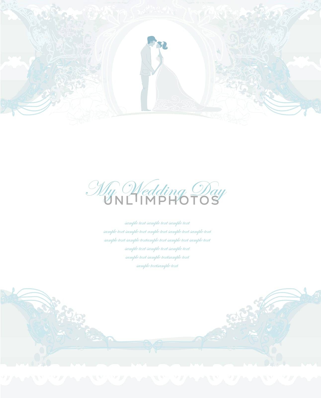 elegant wedding invitation with wedding couple