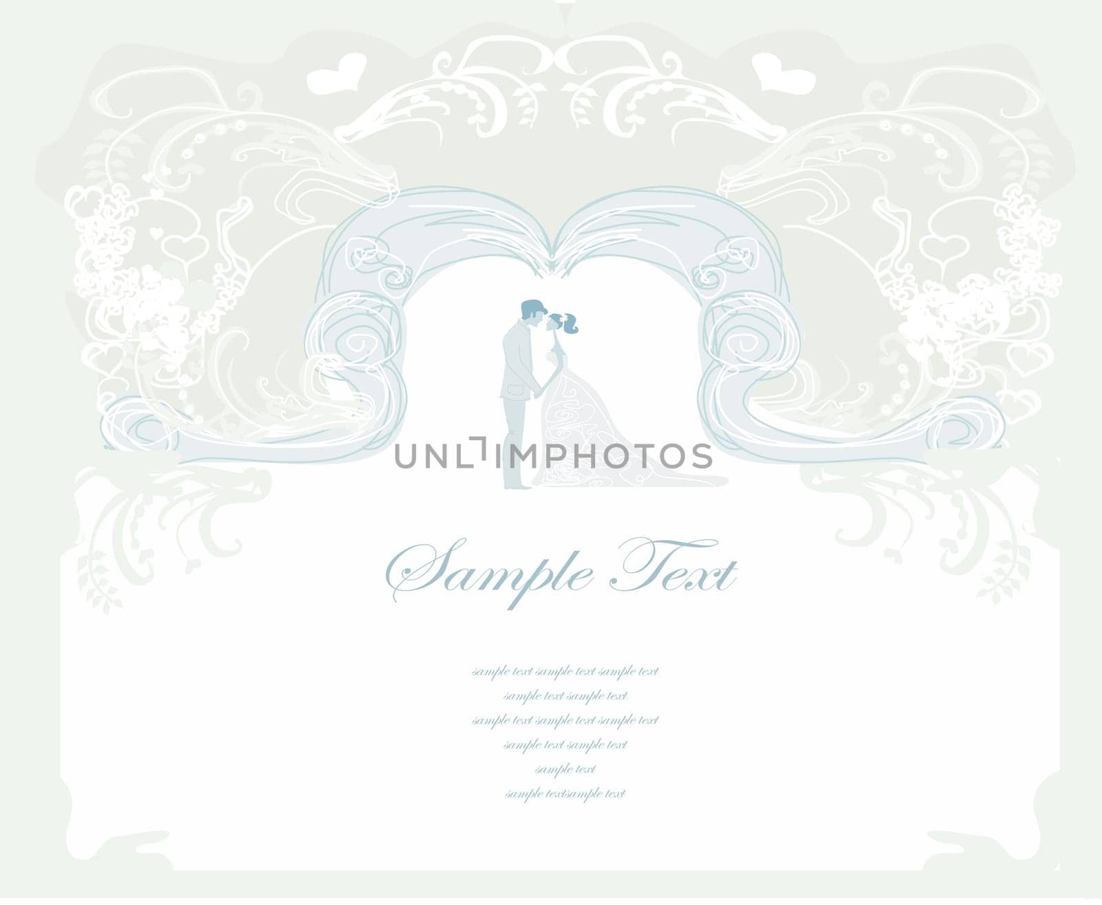elegant wedding invitation with wedding couple