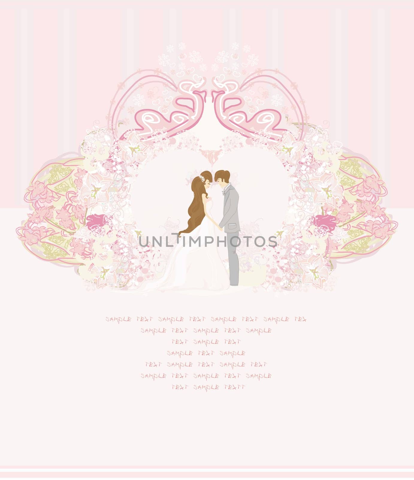 elegant wedding invitation with wedding couple