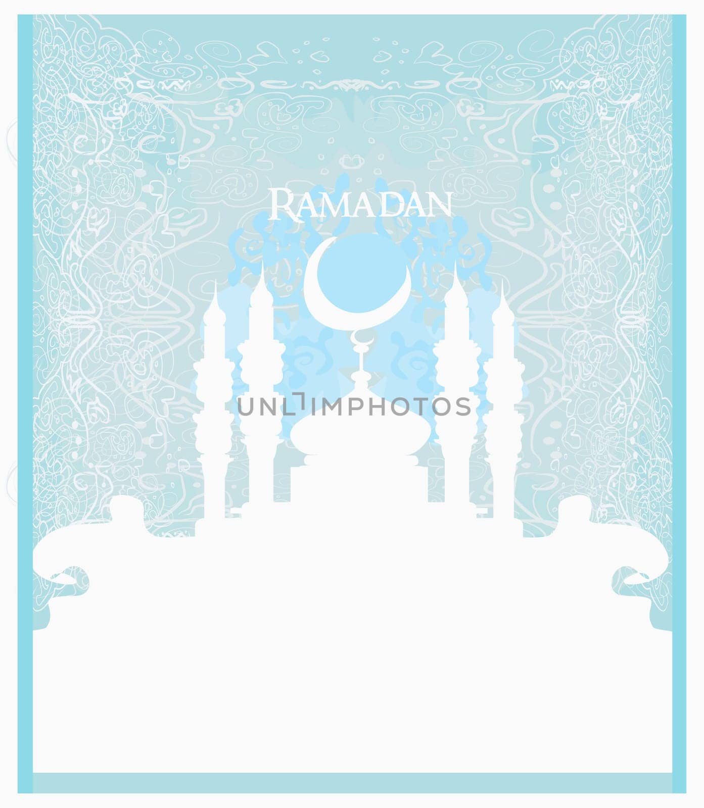 Ramadan background - mosque silhouette vector card