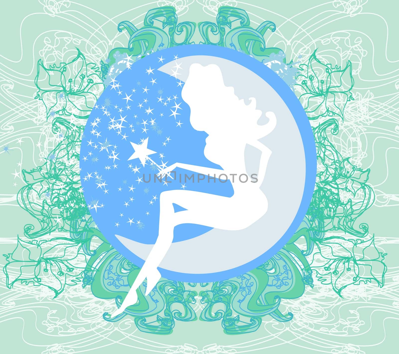 floral background with a beautiful fairy