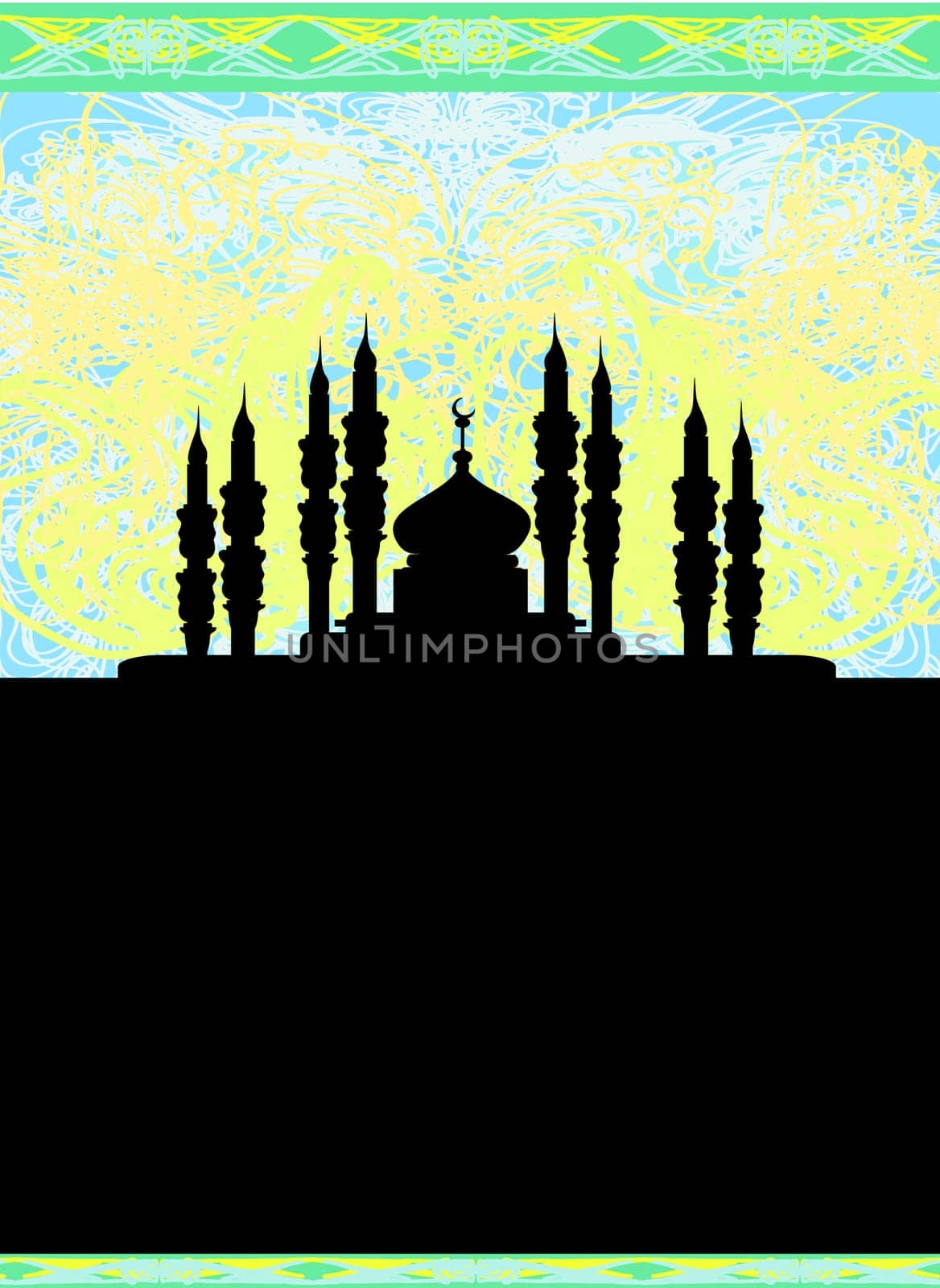 Ramadan background - mosque silhouette vector card