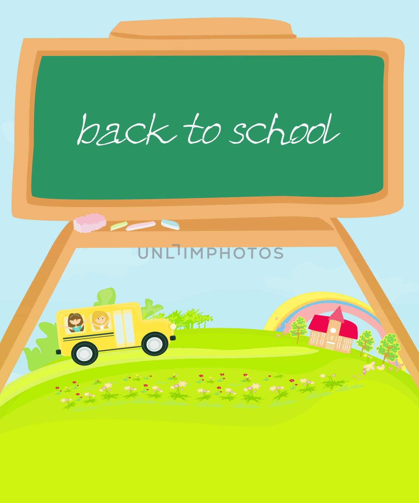 Vector cute back to school illustration