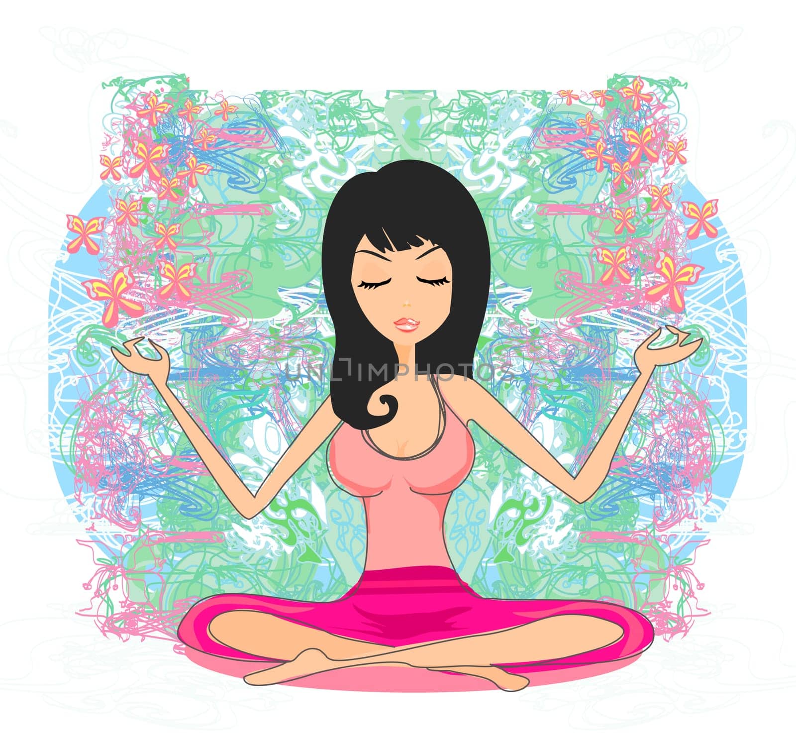 Yoga girl in lotus position