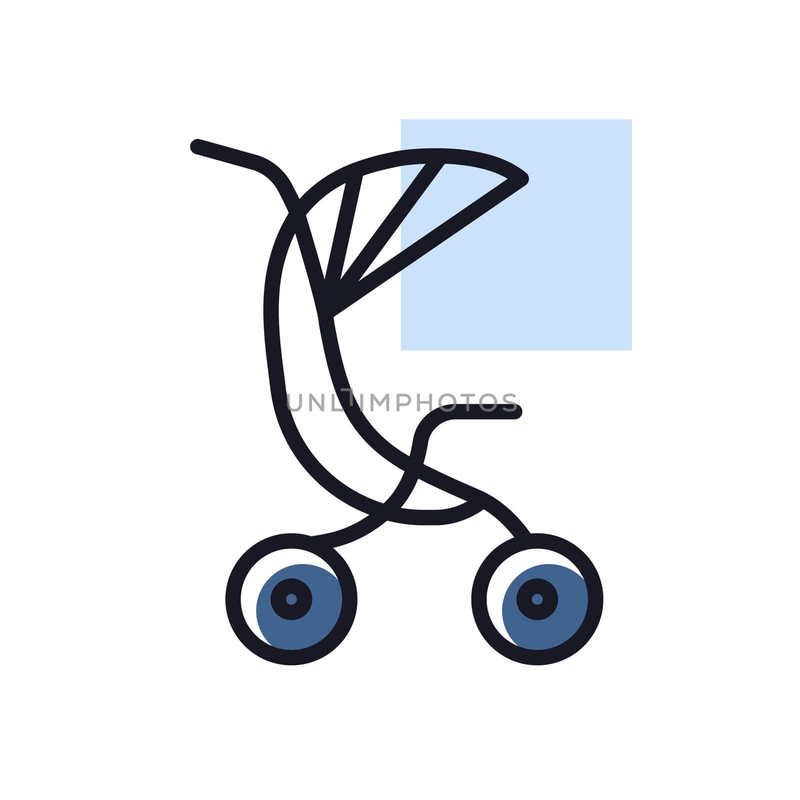 Stroller baby, carriage isolated vector icon. Graph symbol for children and newborn babies web site and apps design, logo, app, UI