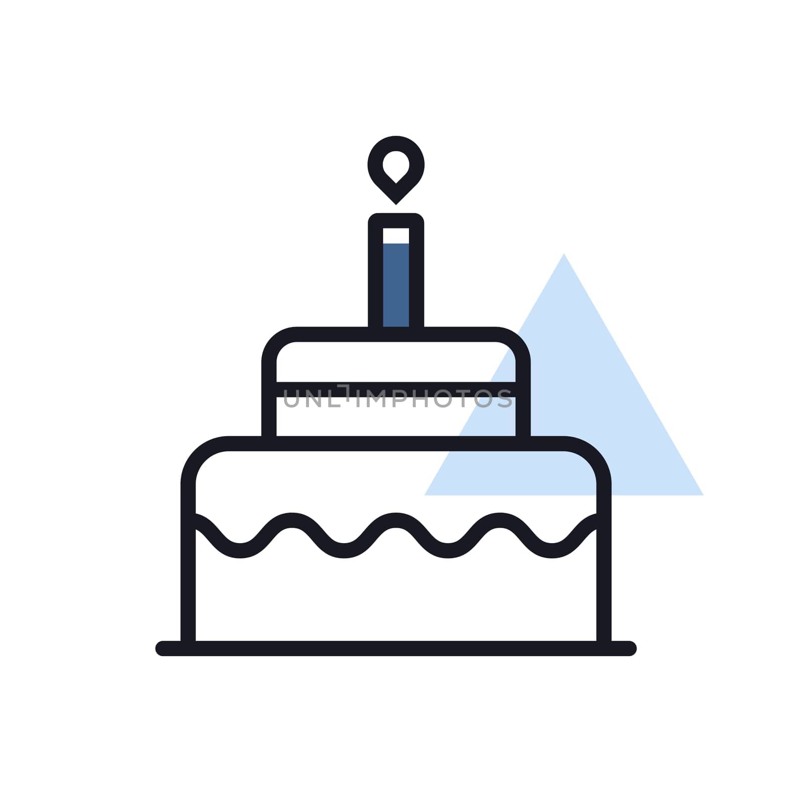 Birthday cake vector isolated icon. Graph symbol for children and newborn babies web site and apps design, logo, app, UI