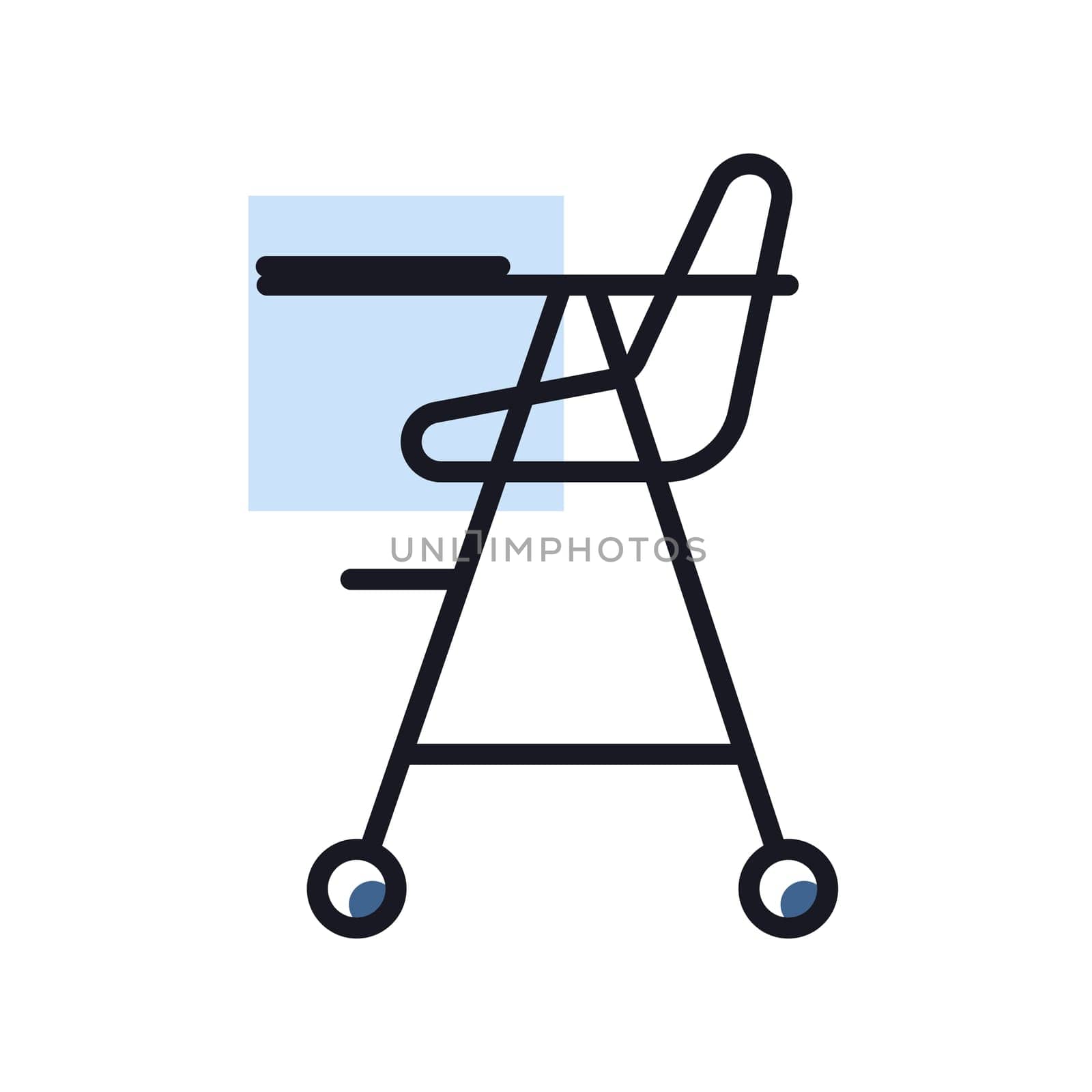 Baby chair vector isolated icon. Graph symbol for children and newborn babies web site and apps design, logo, app, UI