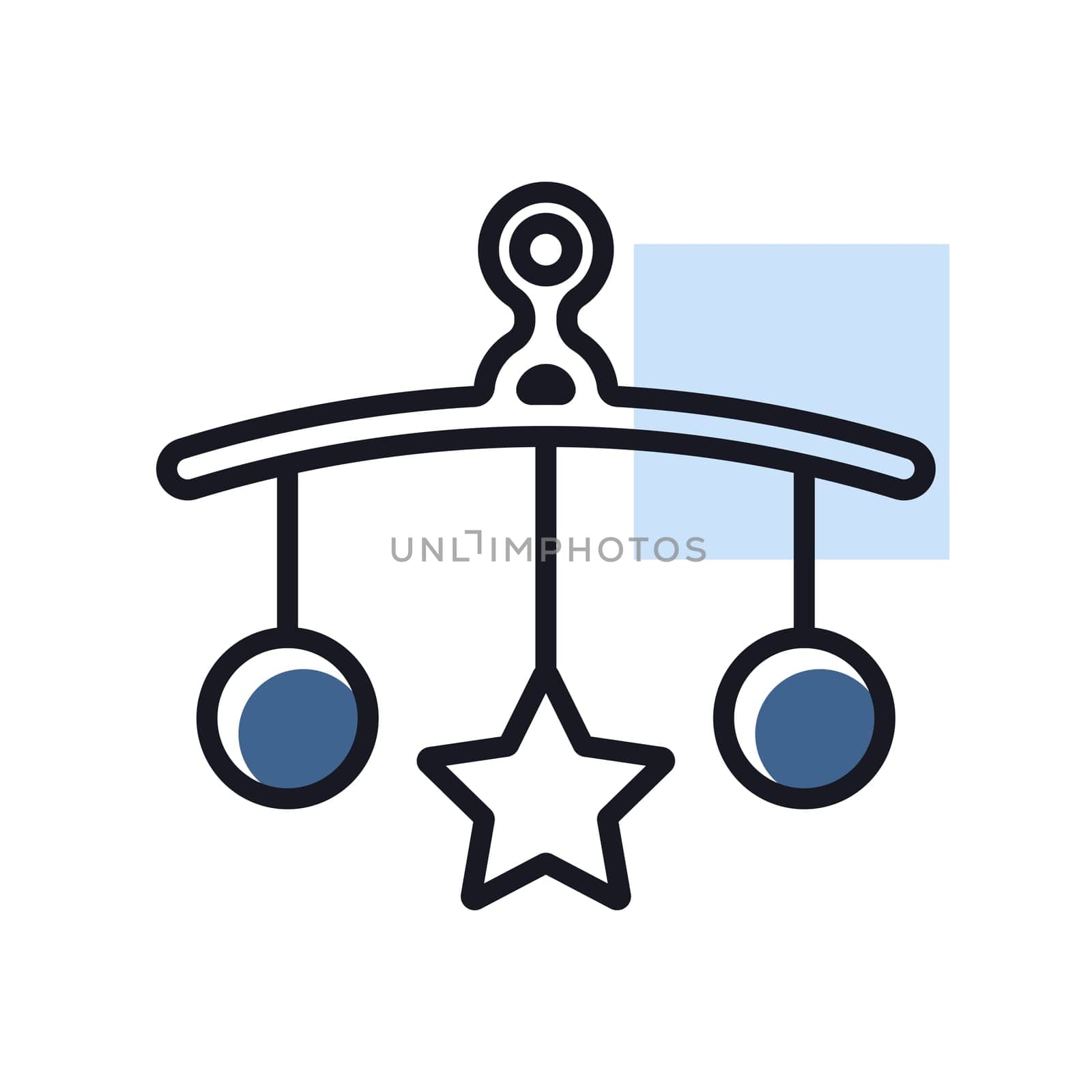 Baby crib hanging toy vector isolated icon. Graph symbol for children and newborn babies web site and apps design, logo, app, UI