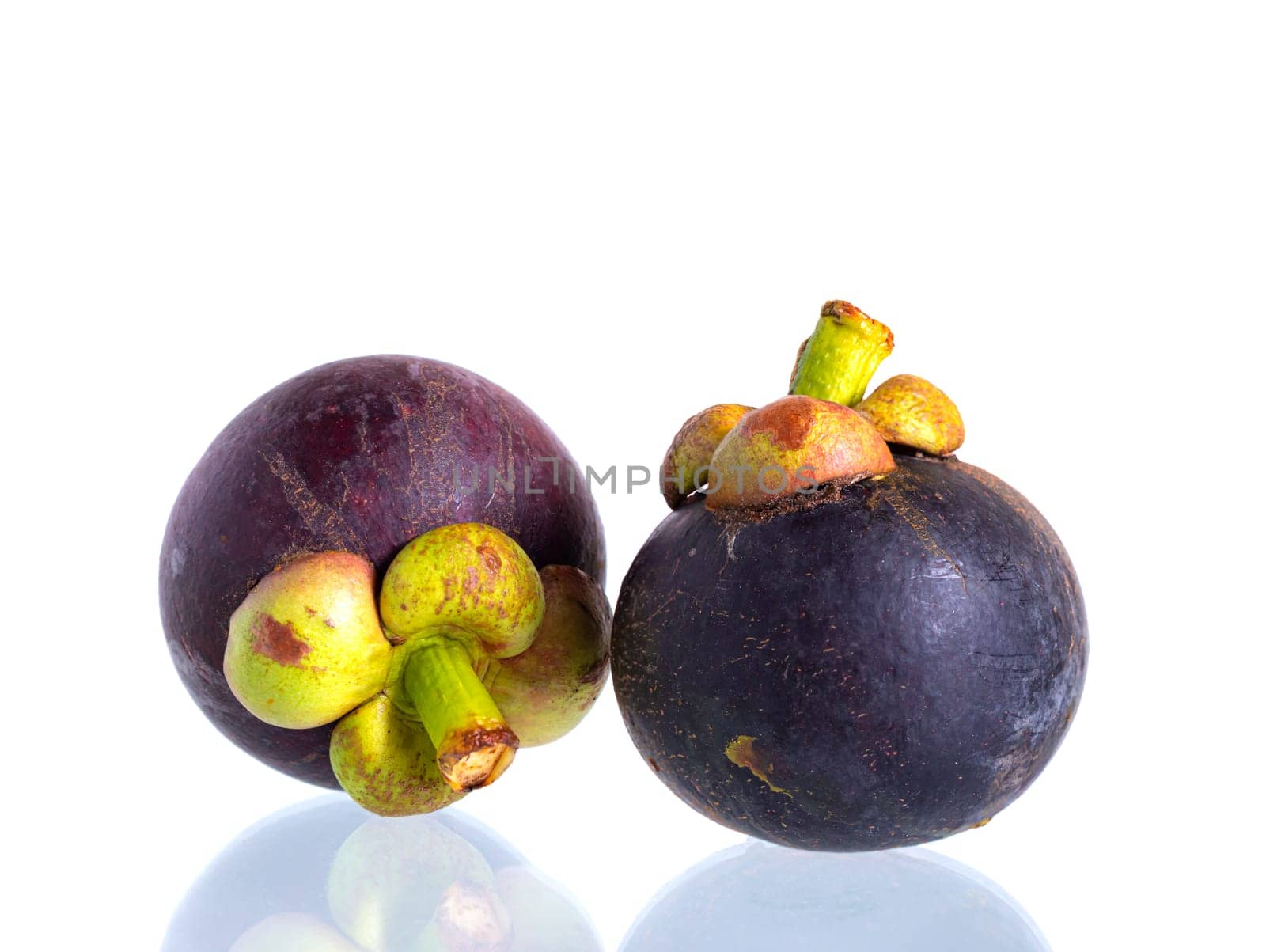 Fresh mangosteen fruit on the white background