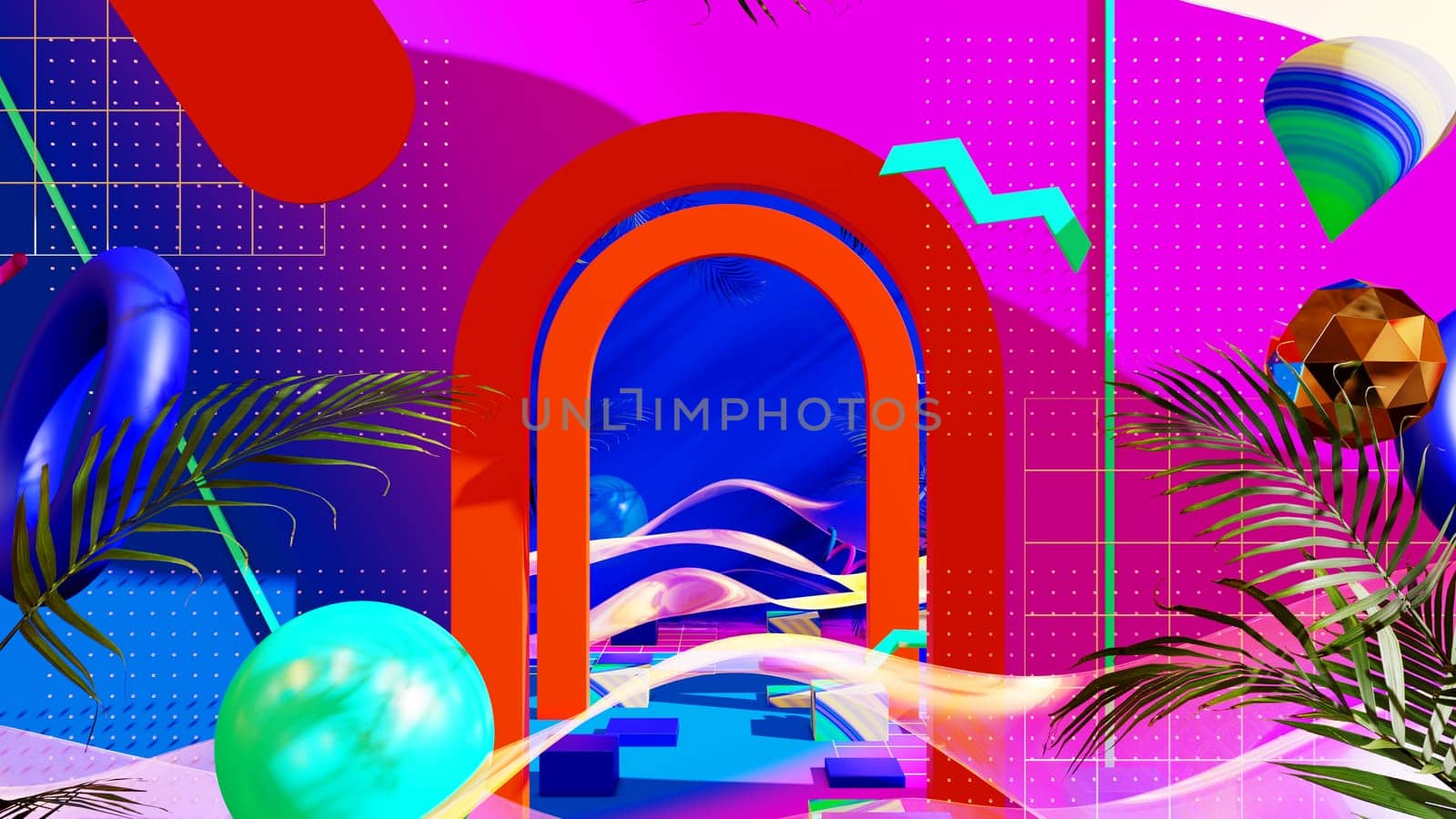 3D illustration Background for advertising and wallpaper in art retro and memphis art scene. 3D rendering in decorative concept.