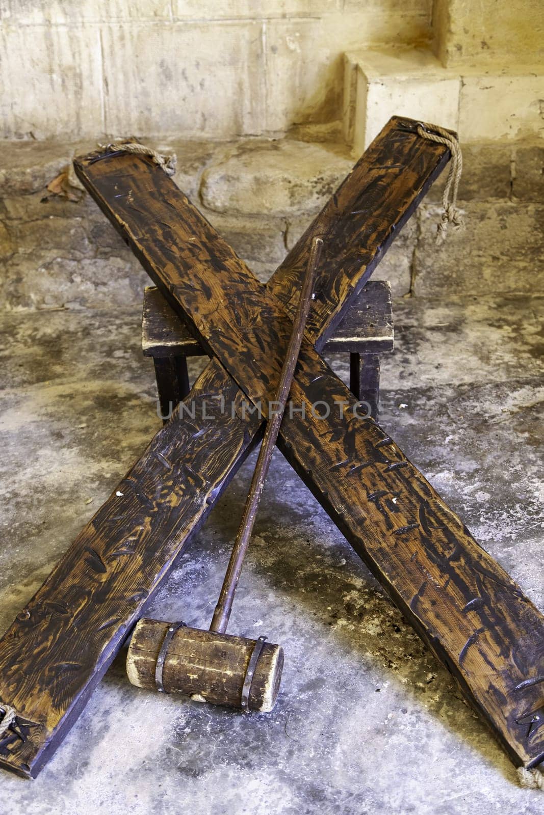 Detail of old instruments of torture of the inquisition, pain and religion