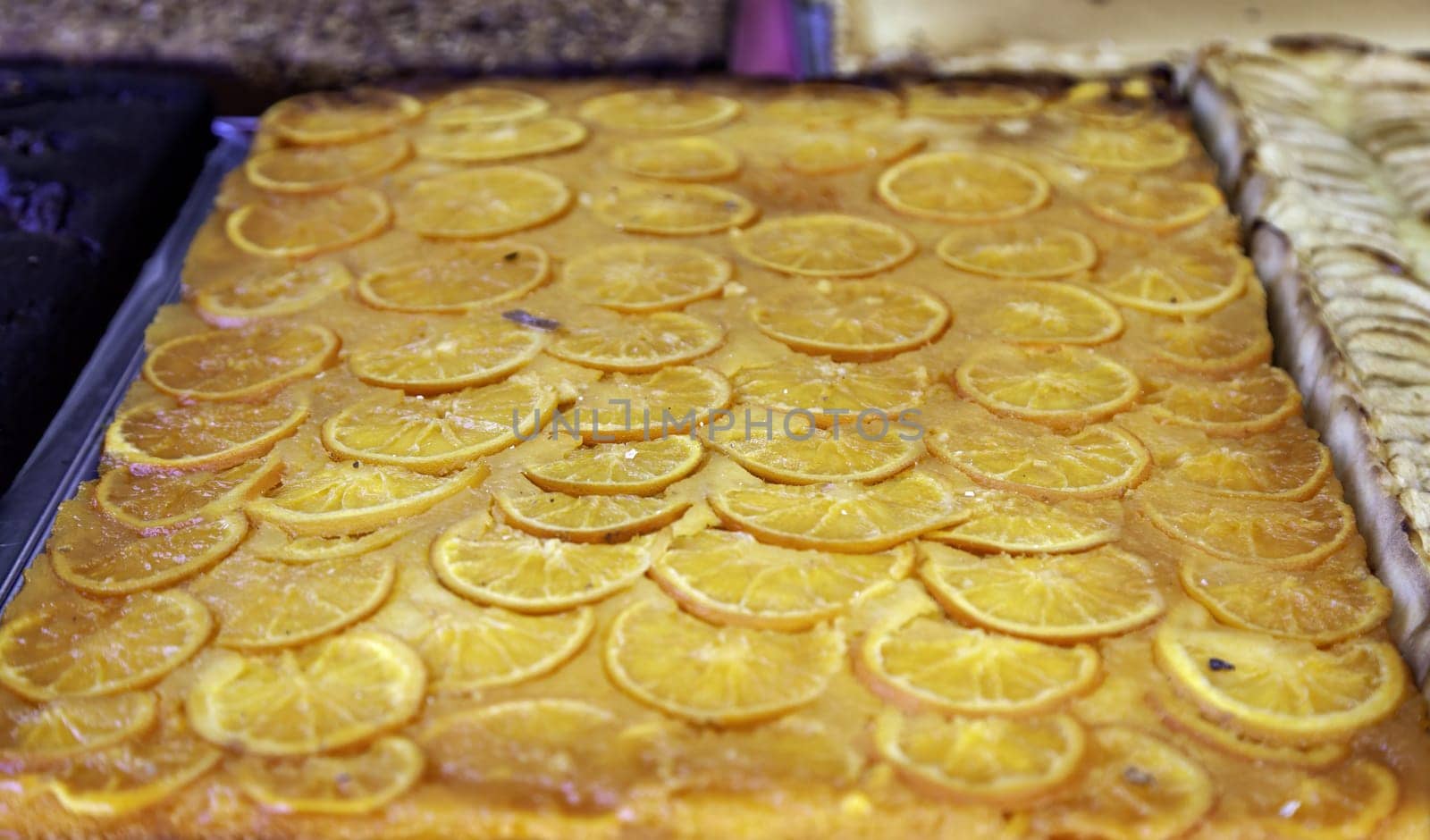 Detail of artisan dessert in a traditional, sweet market