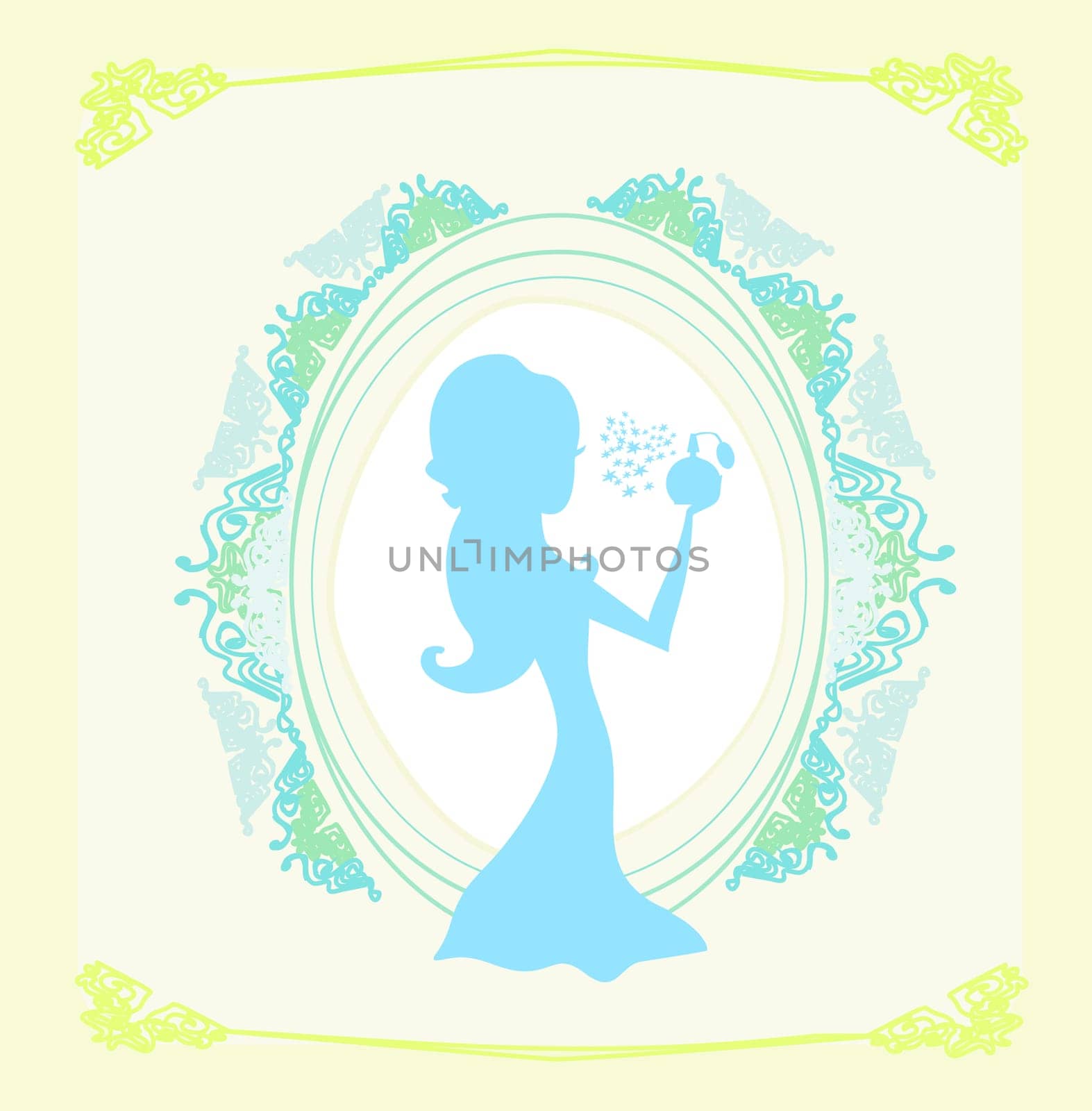 beautiful woman spraying perfume - silhouette poster