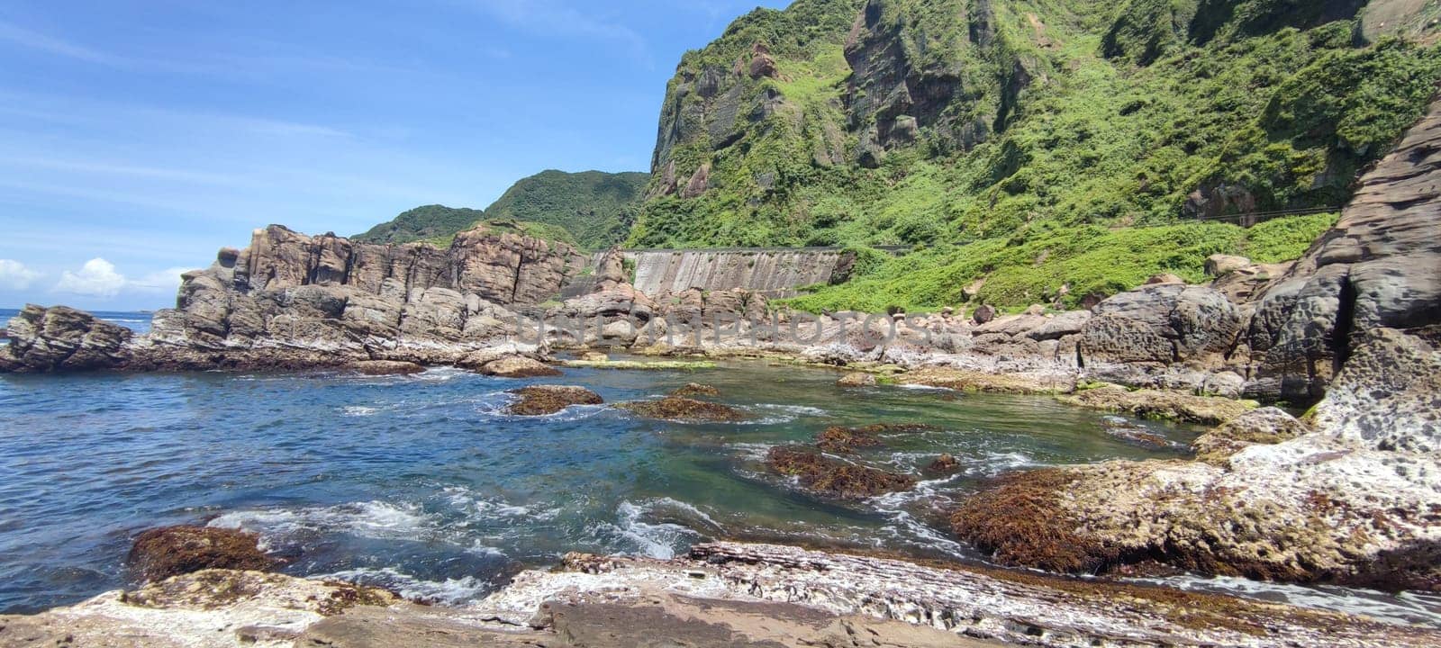 Nanya Strange Rocks, New Taipei City - Jul 27, 2022 : Strange rocks and rocks stretching hundreds of meters, can be said to be Bamboo Shoot Rock, Ice Cream Rock, Sea Dog Rock, etc. in the Natural Geology Classroom, Xinshi, Taiwan