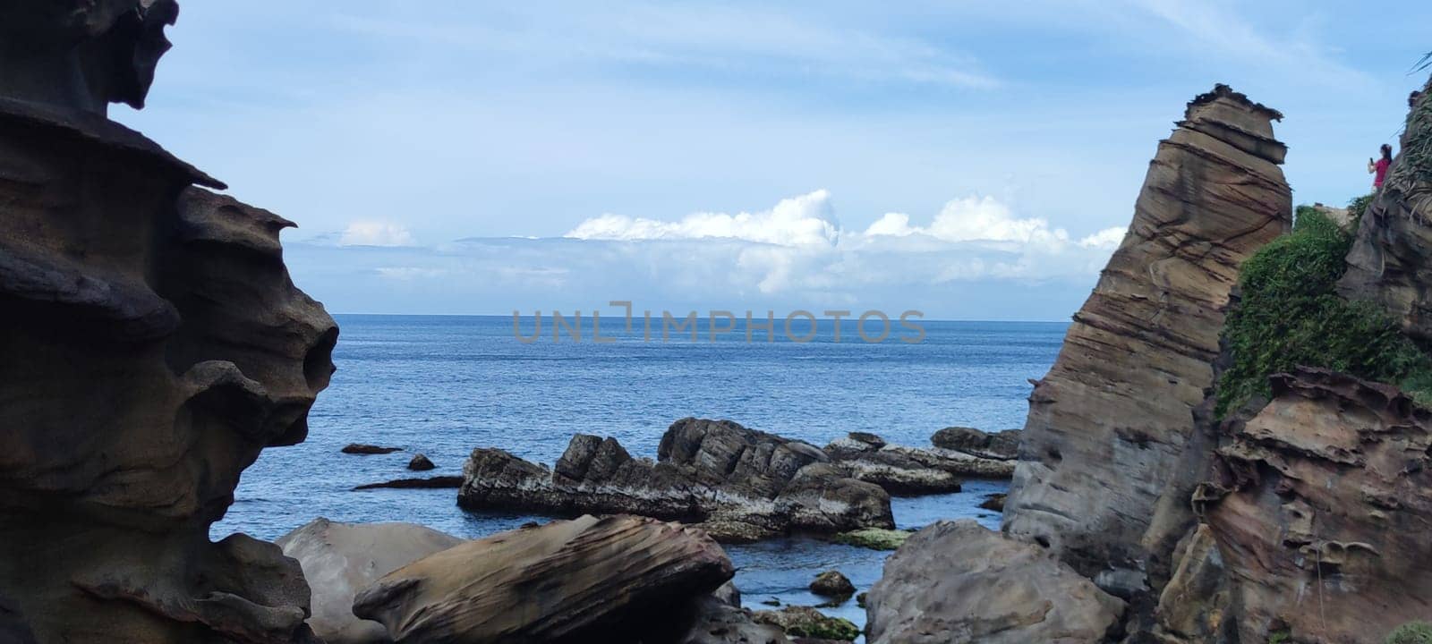 Nanya Strange Rocks, New Taipei City - Jul 27, 2022 : Strange rocks and rocks stretching hundreds of meters, can be said to be Bamboo Shoot Rock, Ice Cream Rock, Sea Dog Rock, etc. in the Natural Geology Classroom, Xinshi, Taiwan
