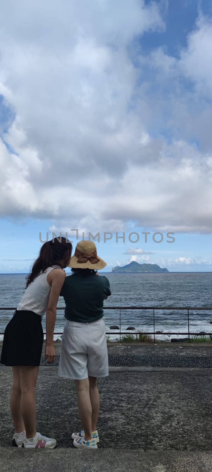 Daxi Daan Temple front basketball court, Yilan County - Jul 27, 2022 : Daxi Daan Temple front basketball court! Sitting on the dreamy sea view of Guishan Island, Yilan County, Taiwan