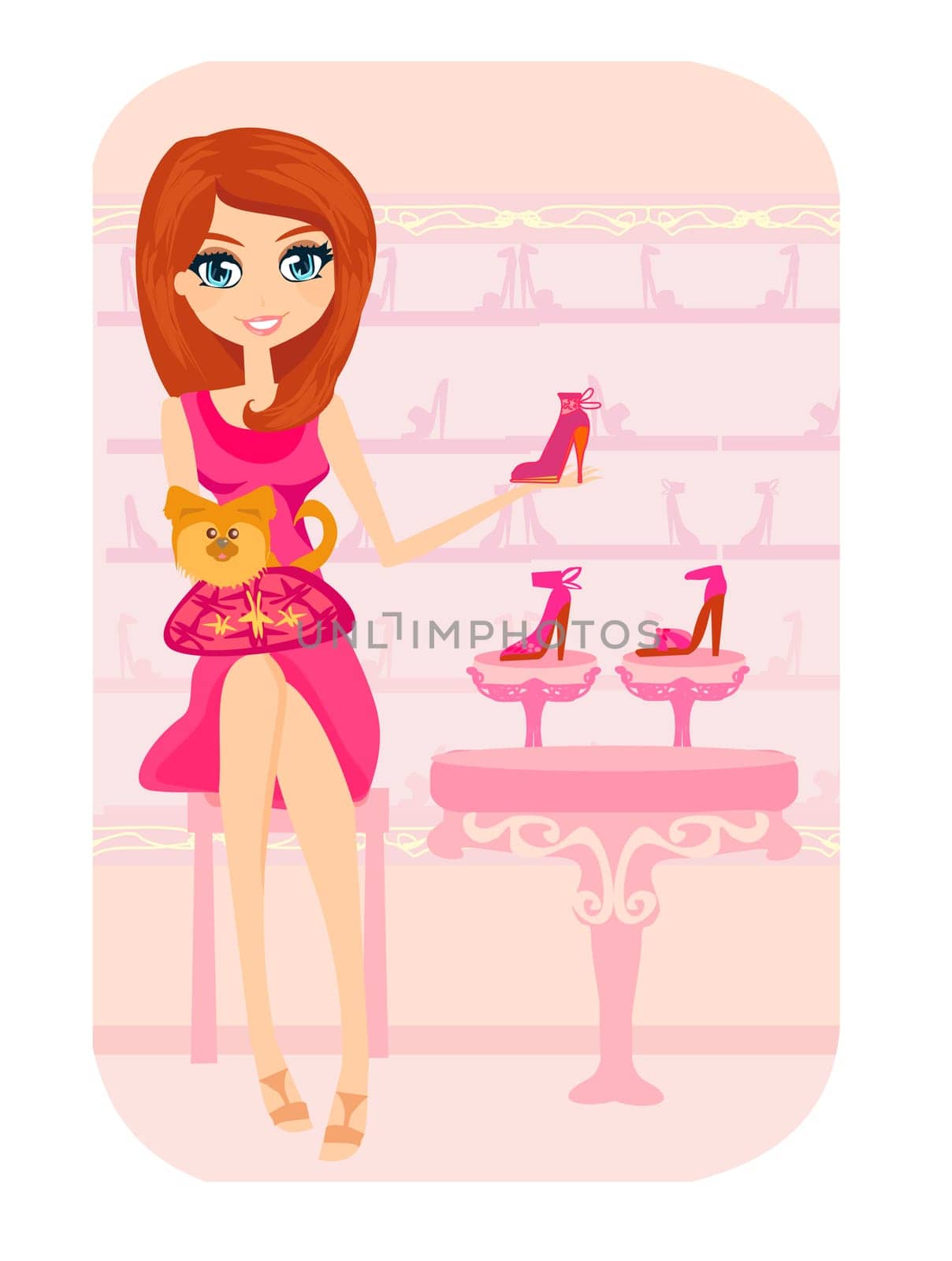 Fashion girl shopping in shoe shop