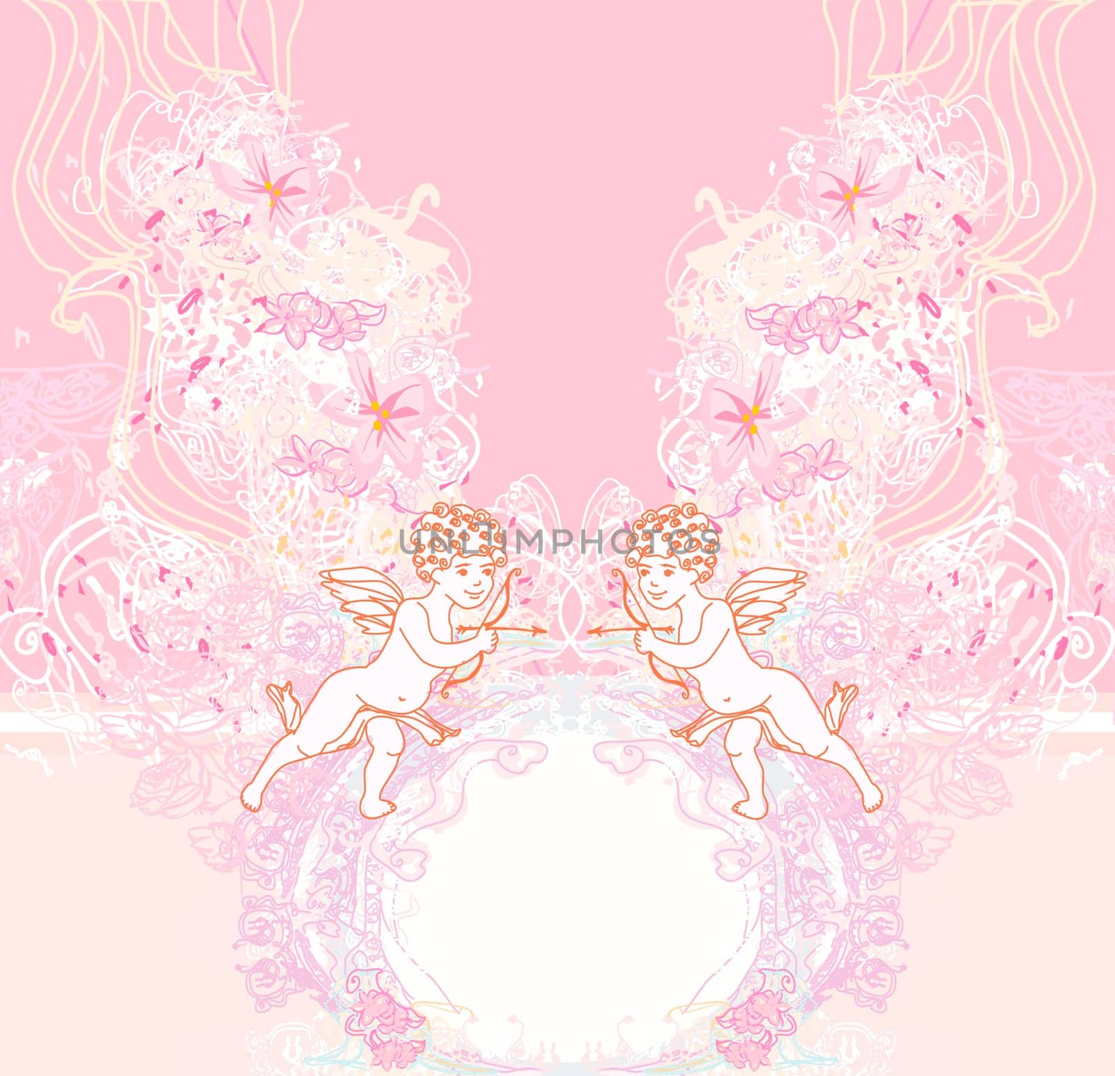 happy valentines day card with cupid