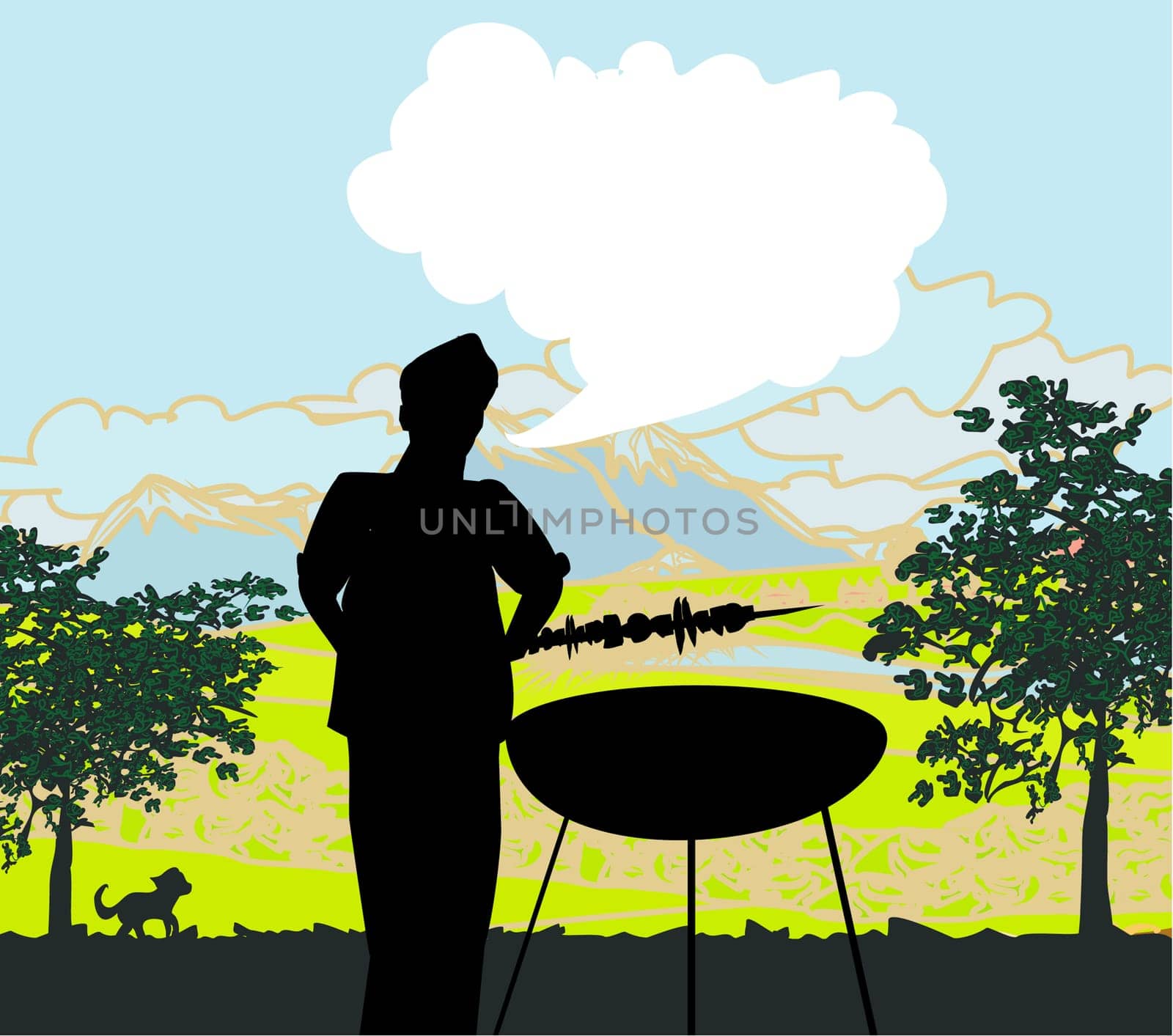 man cooking on his barbecue Invitation
