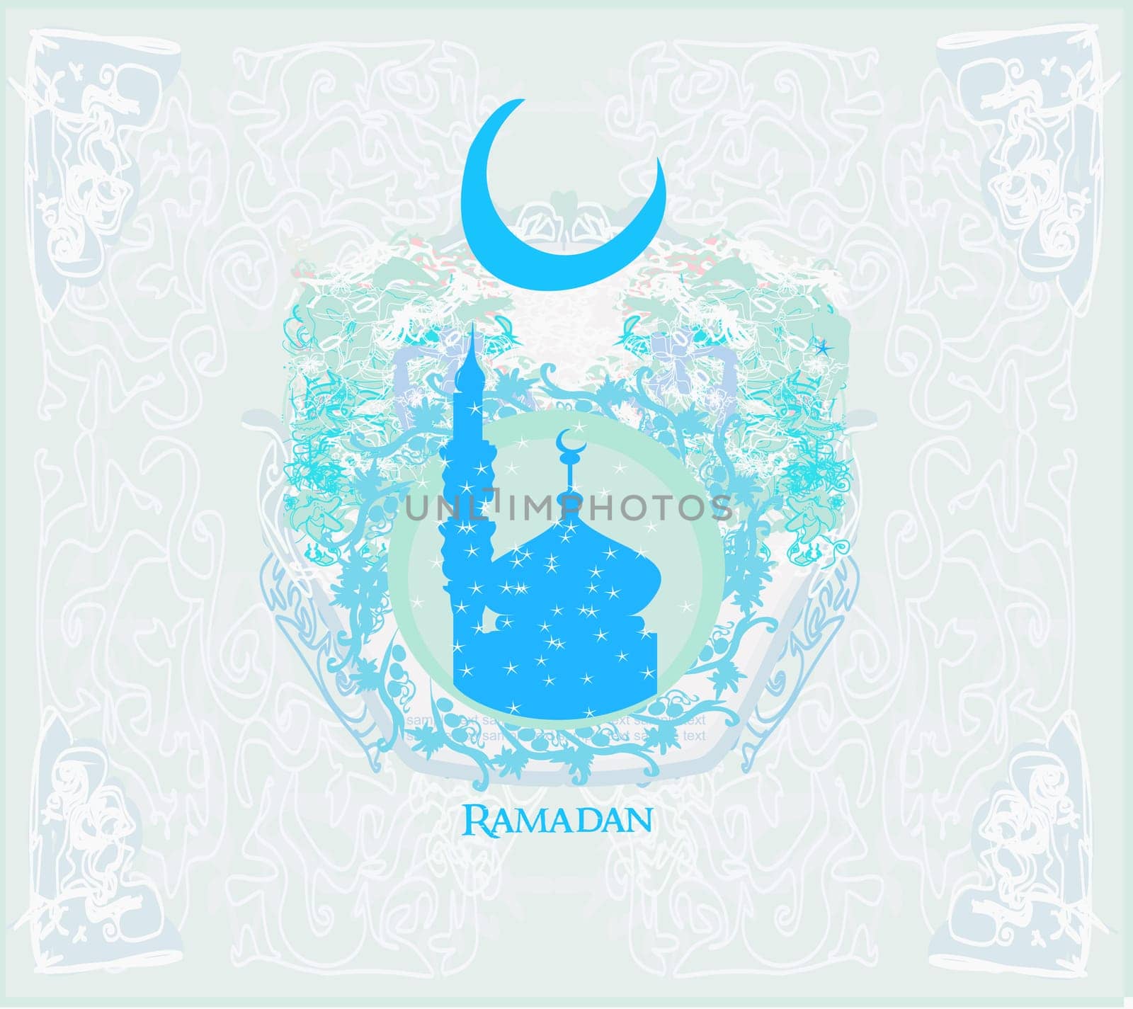 Ramadan background - mosque silhouette vector card