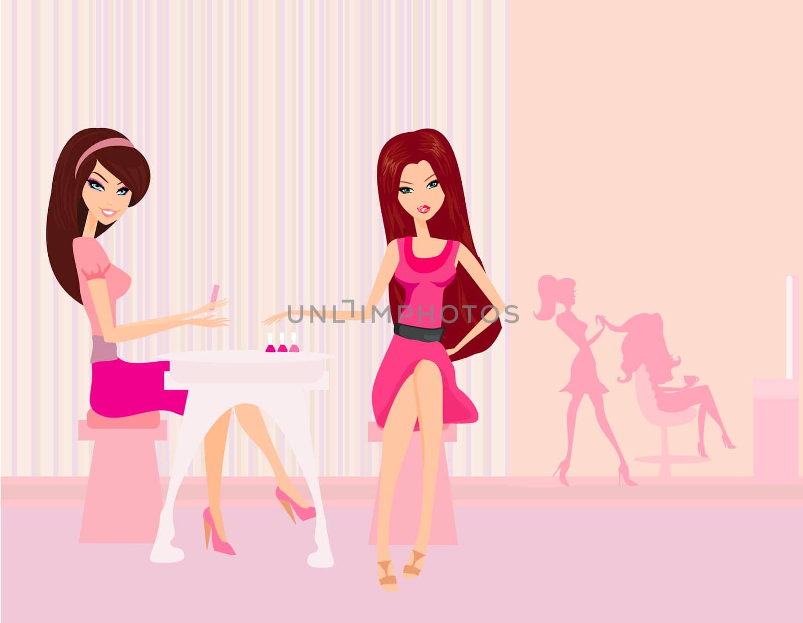 Vector illustration of the beautiful woman in beauty salon