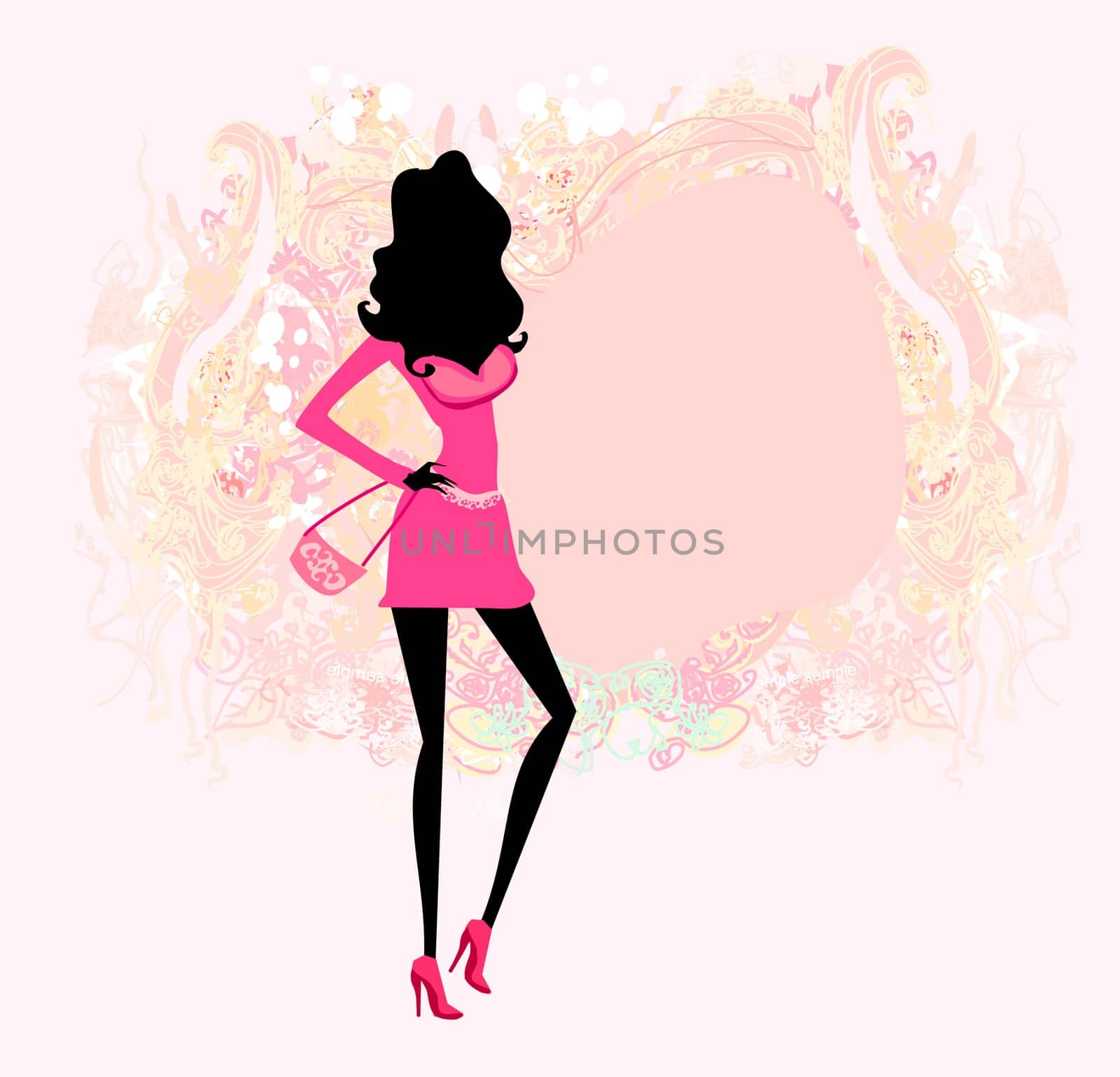 fashion girl Shopping illustration