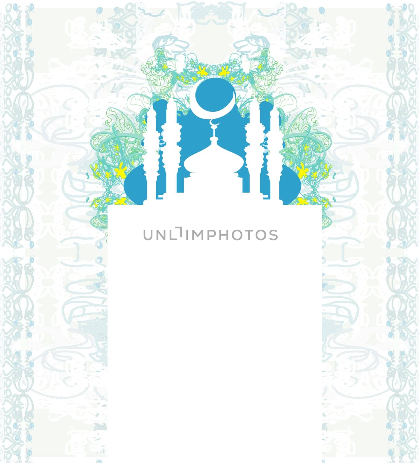 Ramadan background - mosque silhouette vector card