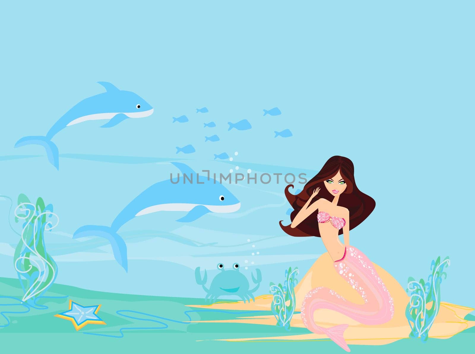 Illustration of a Beautiful mermaid