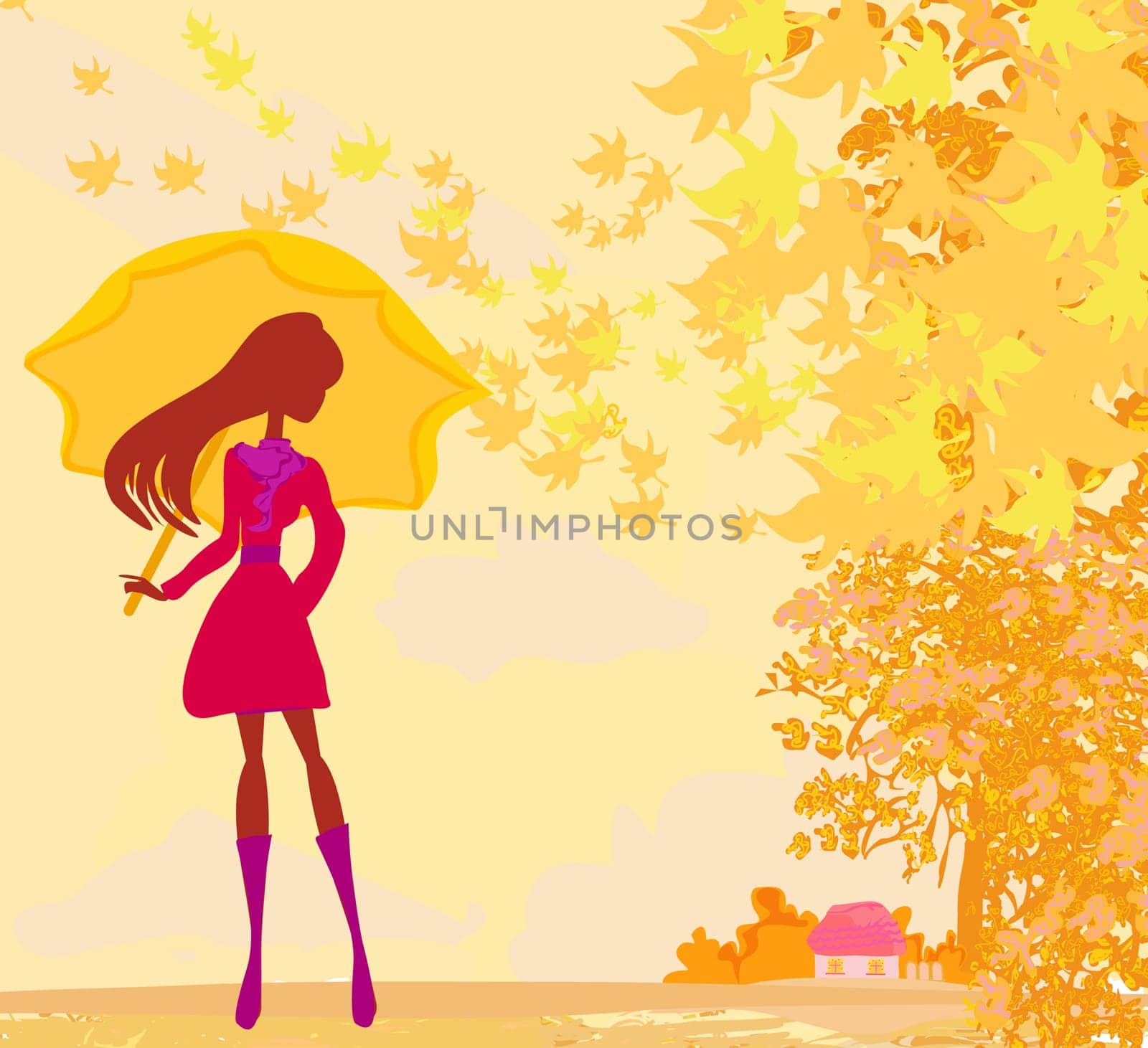 stylish woman with umbrella