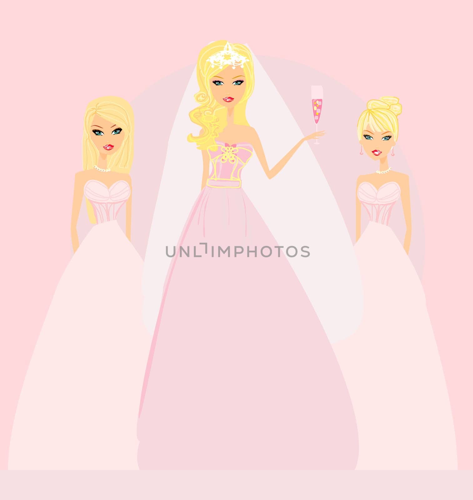 Bride with bridesmaids