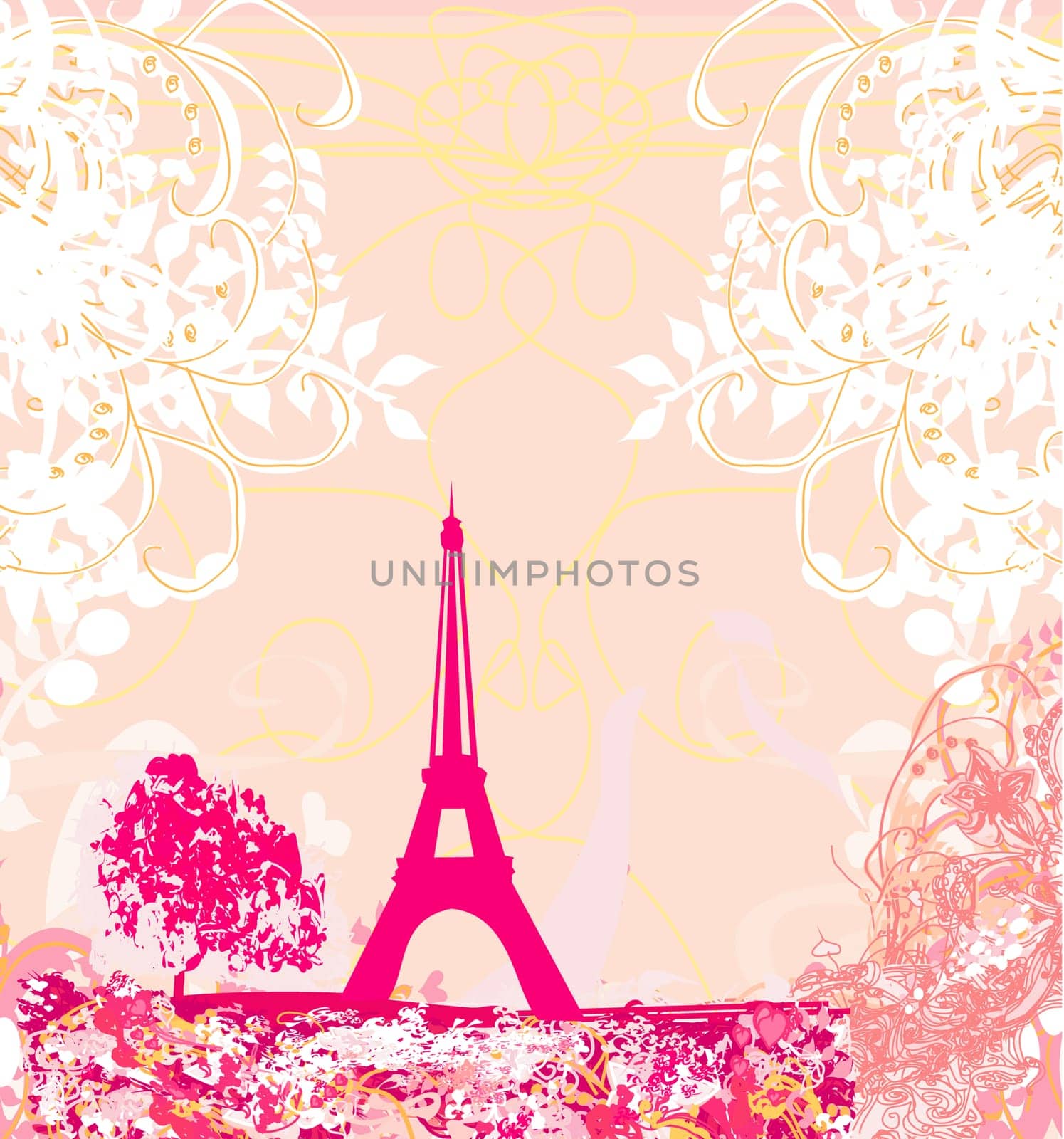 vintage retro Eiffel card