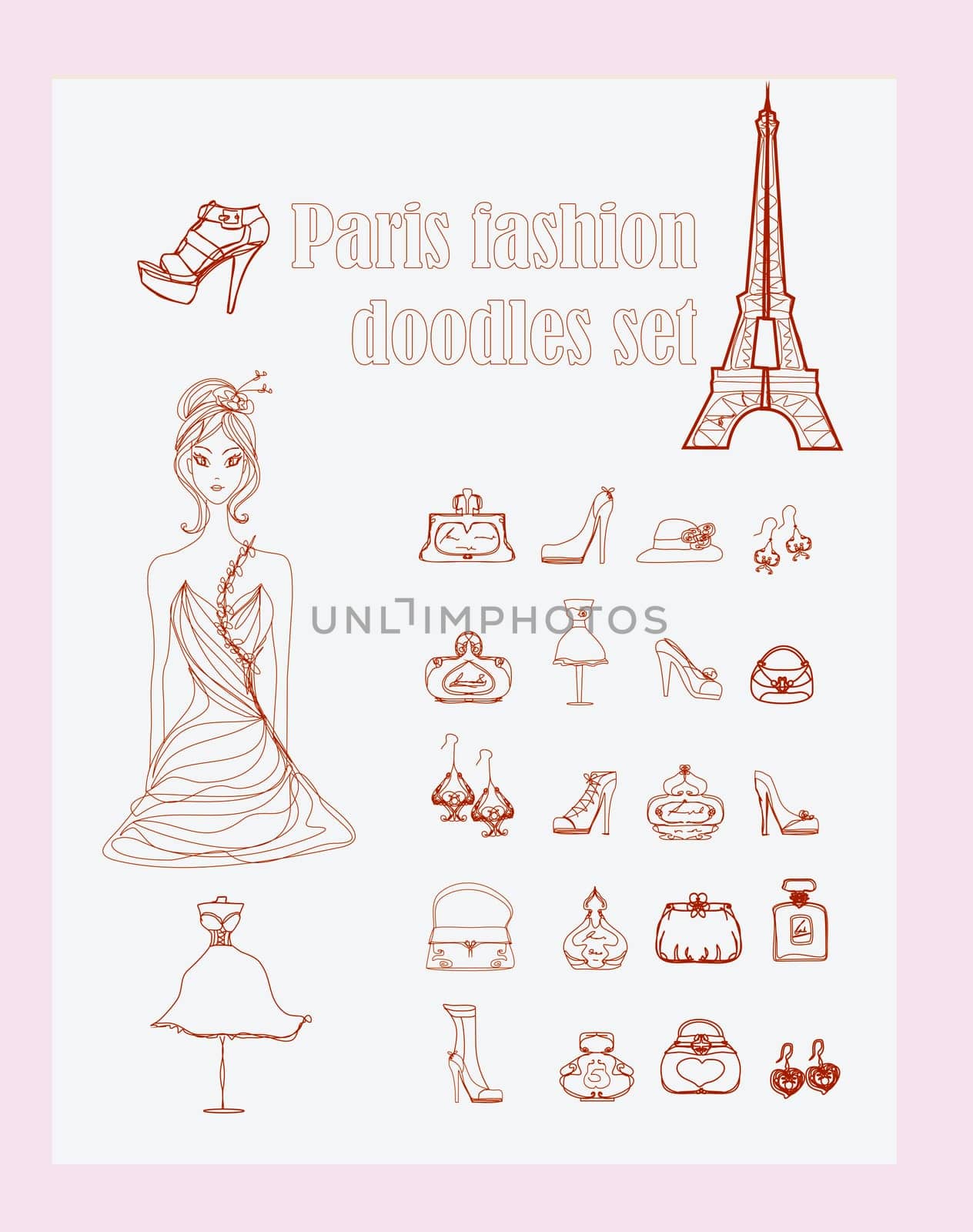 Paris fashion doodles set