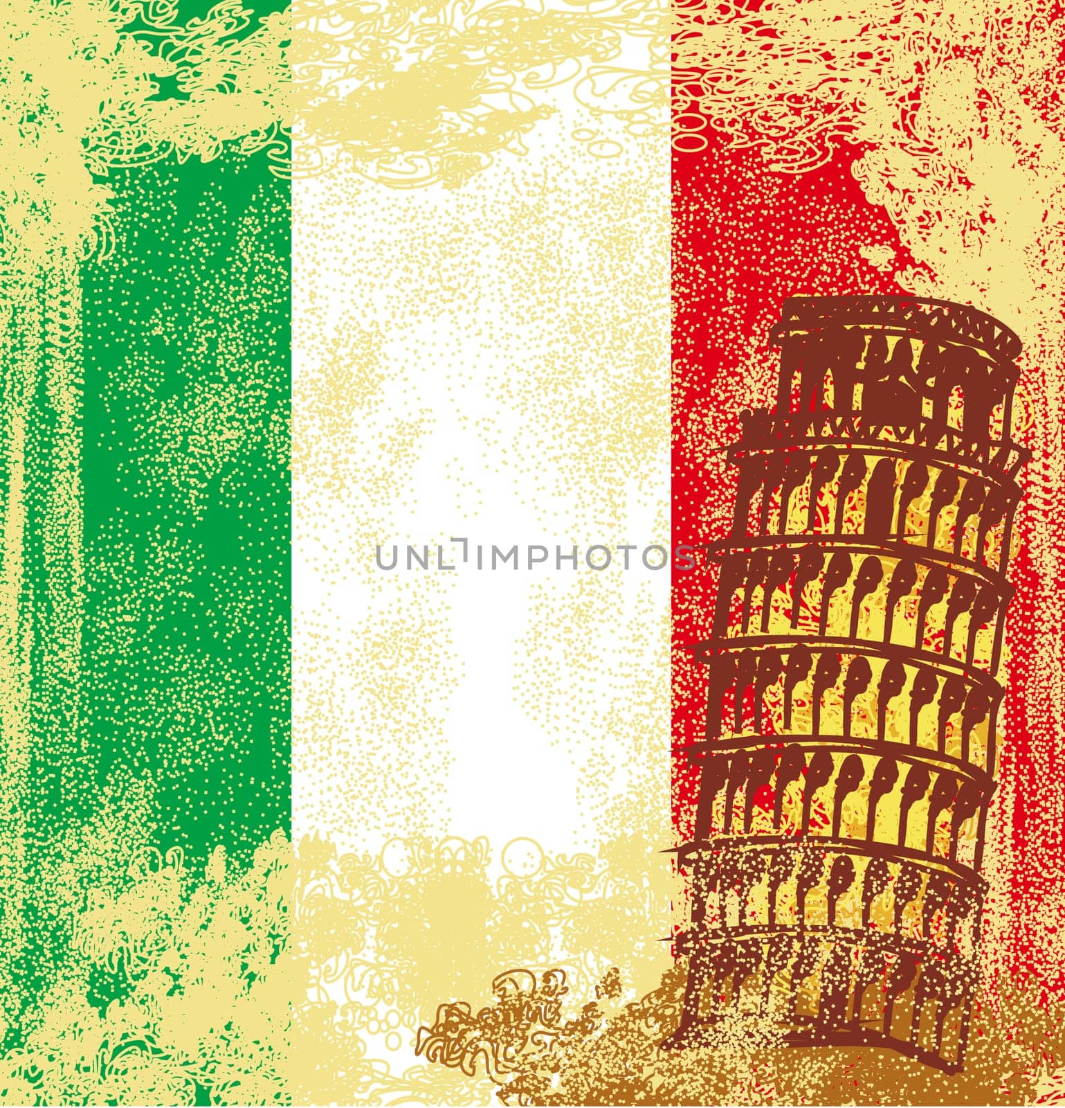 vector pisa tower grunge background